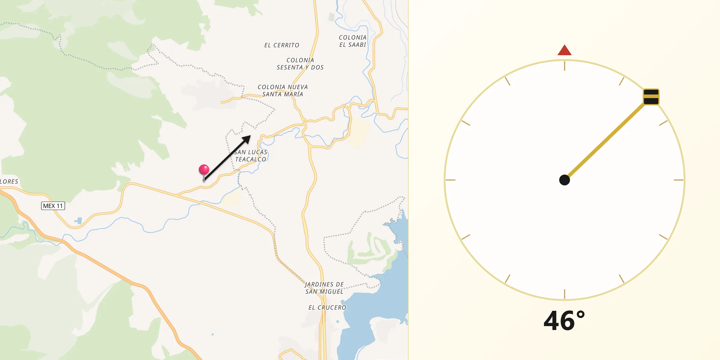 Dirección de la Qibla desde Santa María Magdalena