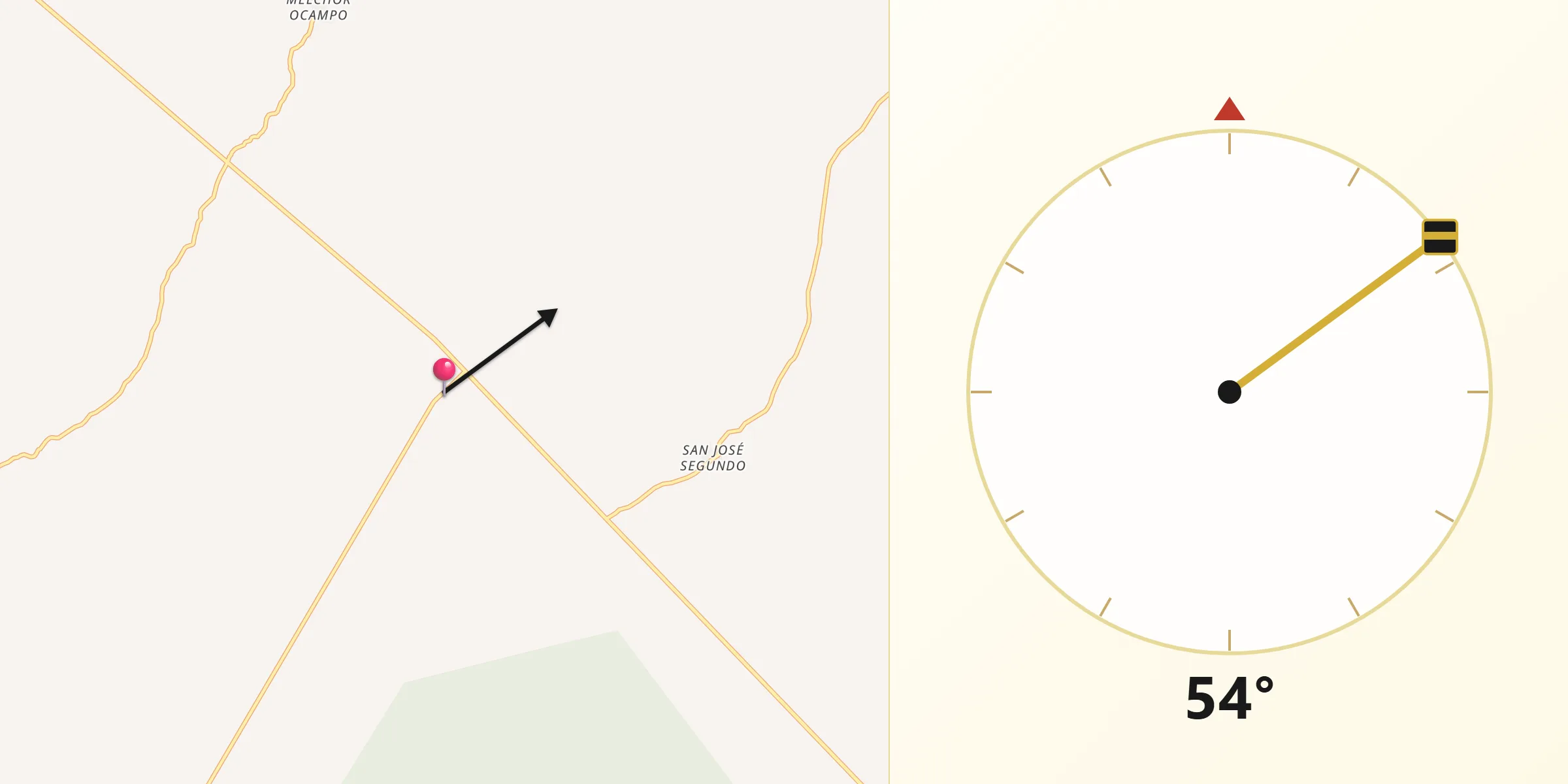 Dirección de la Qibla desde Santa Rosa Segundo