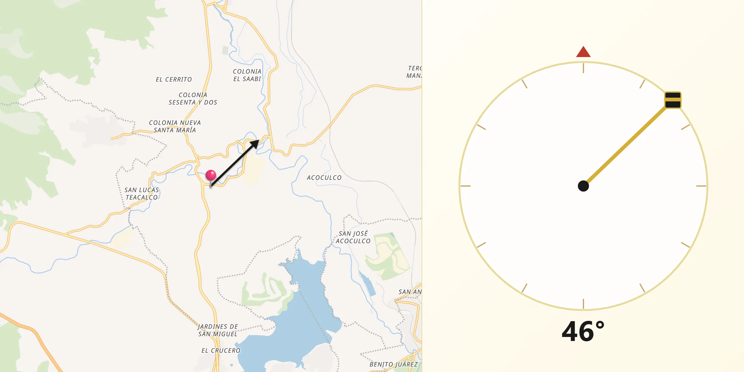Dirección de la Qibla desde Monte Alegre