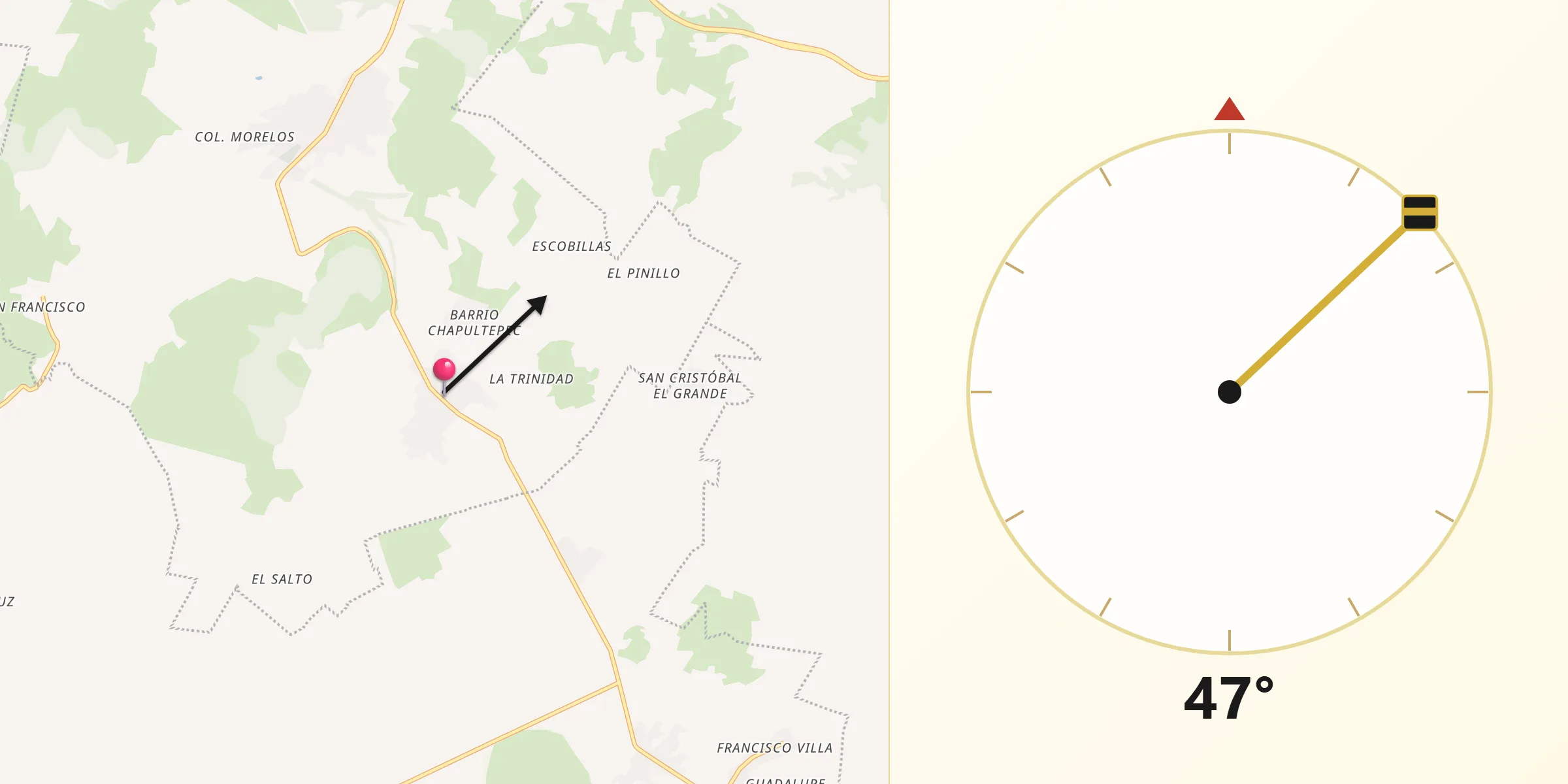 Dirección de la Qibla desde Santa Mónica