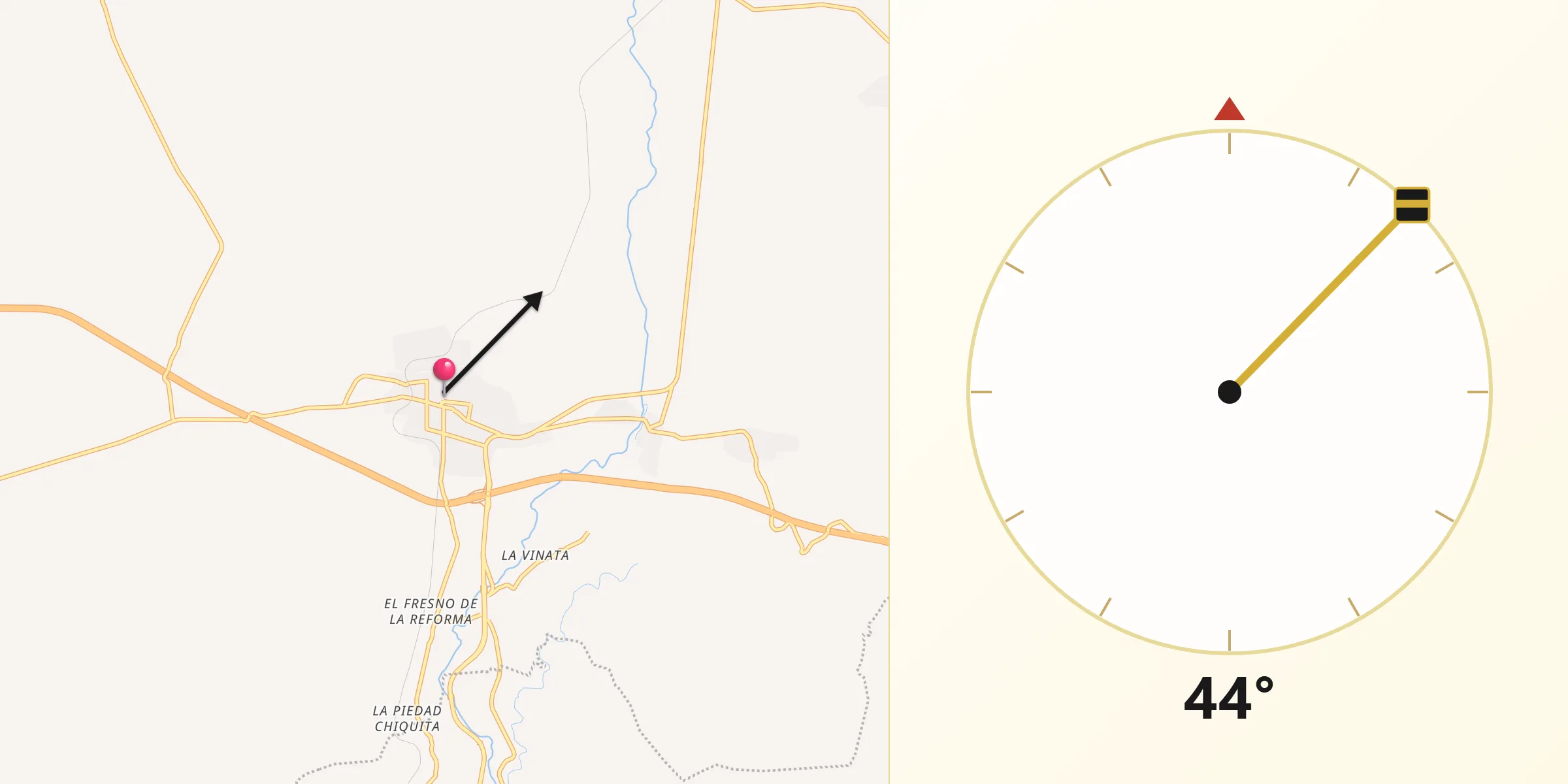 Dirección de la Qibla desde Panindícuaro