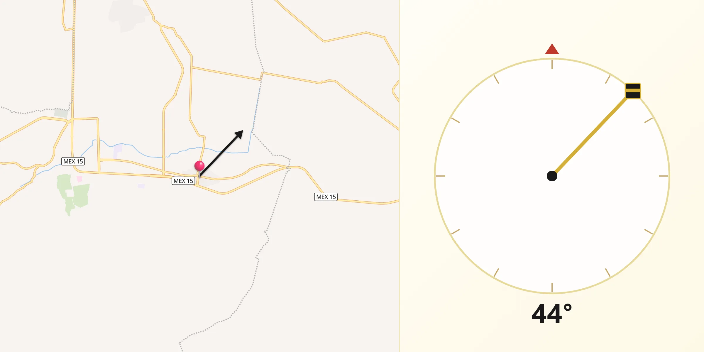Dirección de la Qibla desde San Martín Totolán