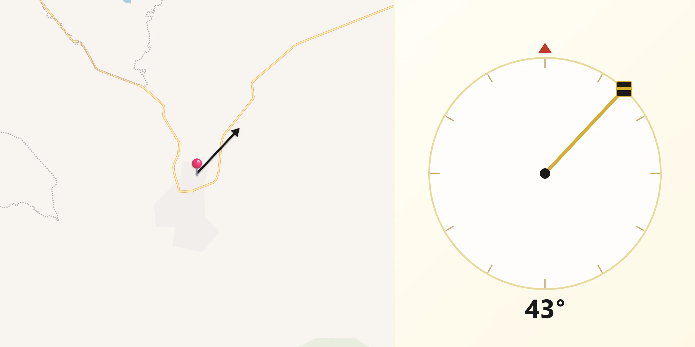 Dirección de la Qibla desde Colonia Lázaro Cárdenas del Río