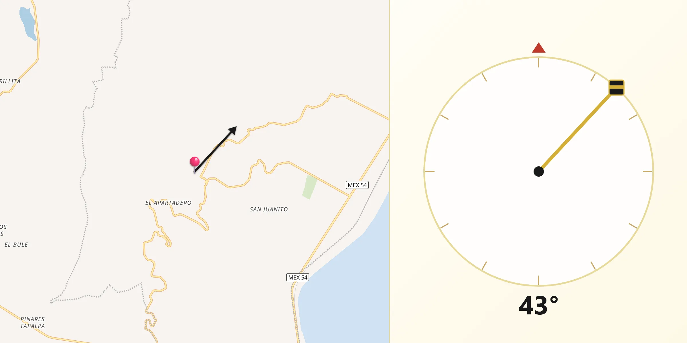 Dirección de la Qibla desde Tepec