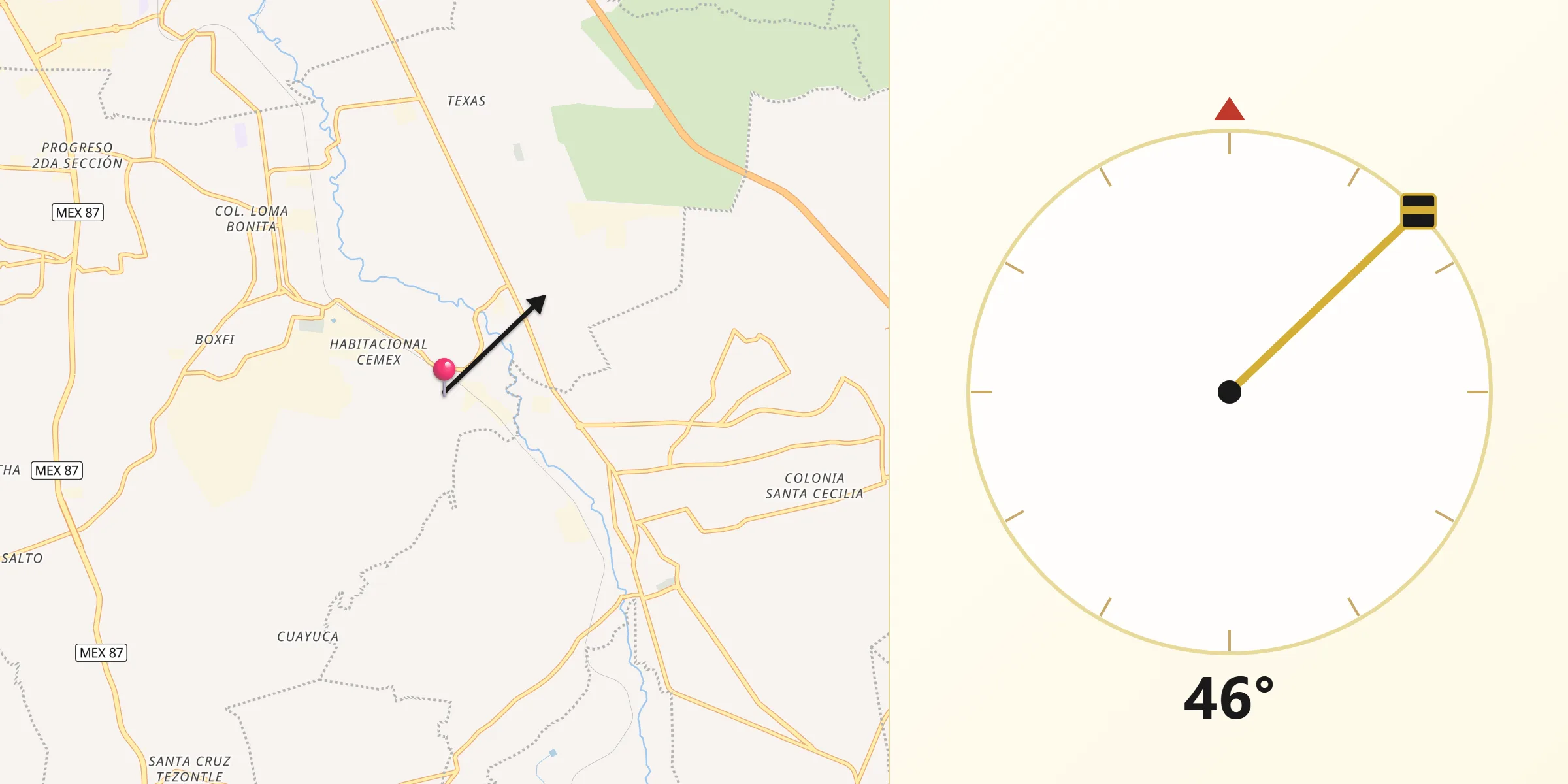 Dirección de la Qibla desde Vito
