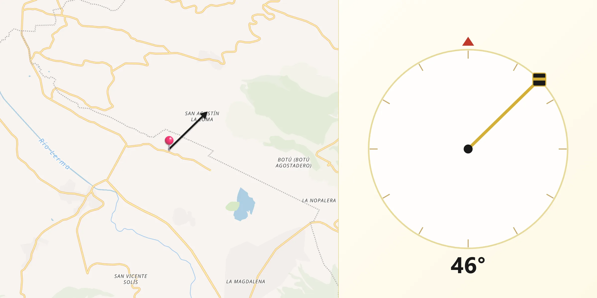 Dirección de la Qibla desde San Nicolás Solís