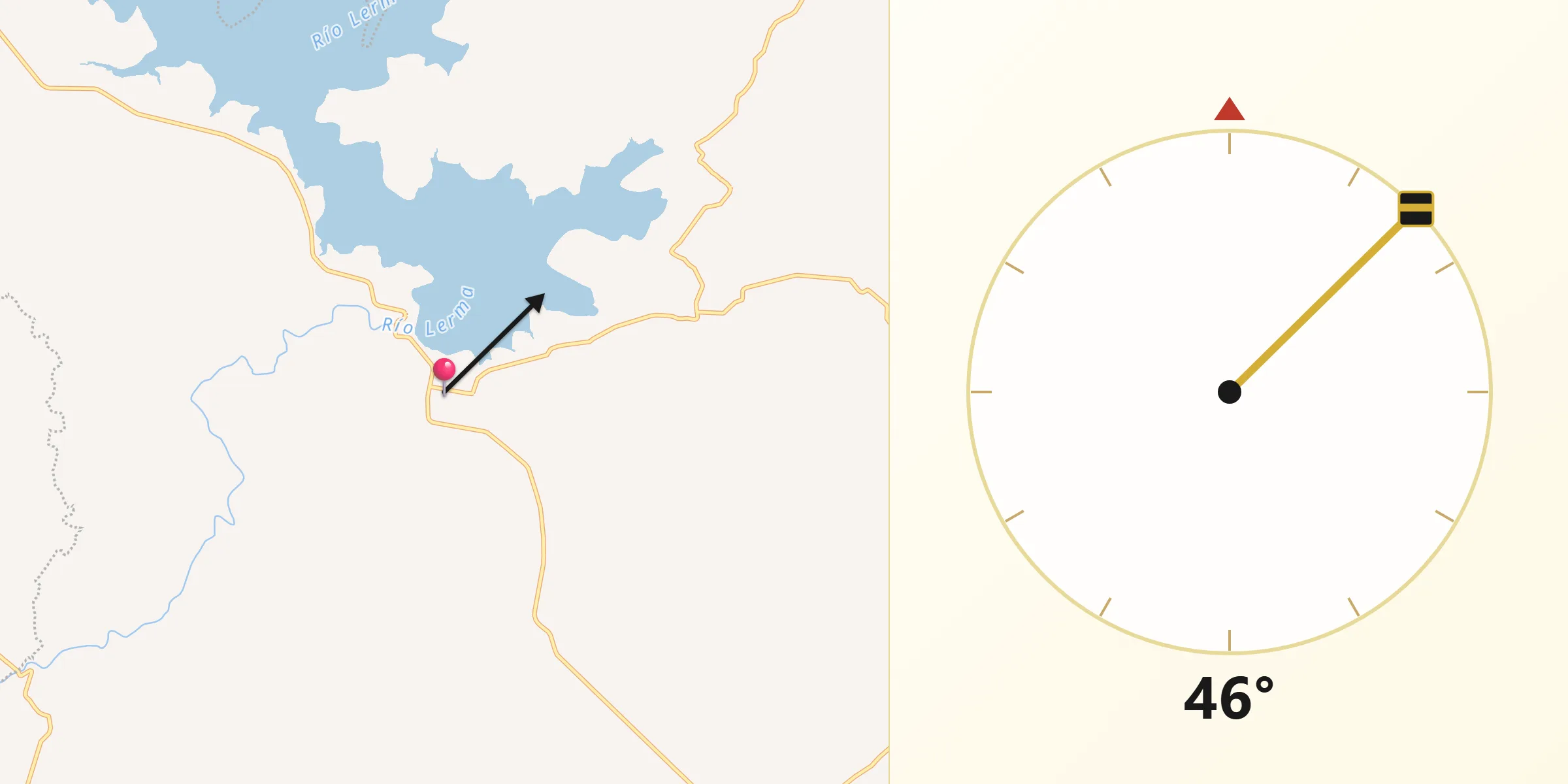 Dirección de la Qibla desde Tepuxtepec