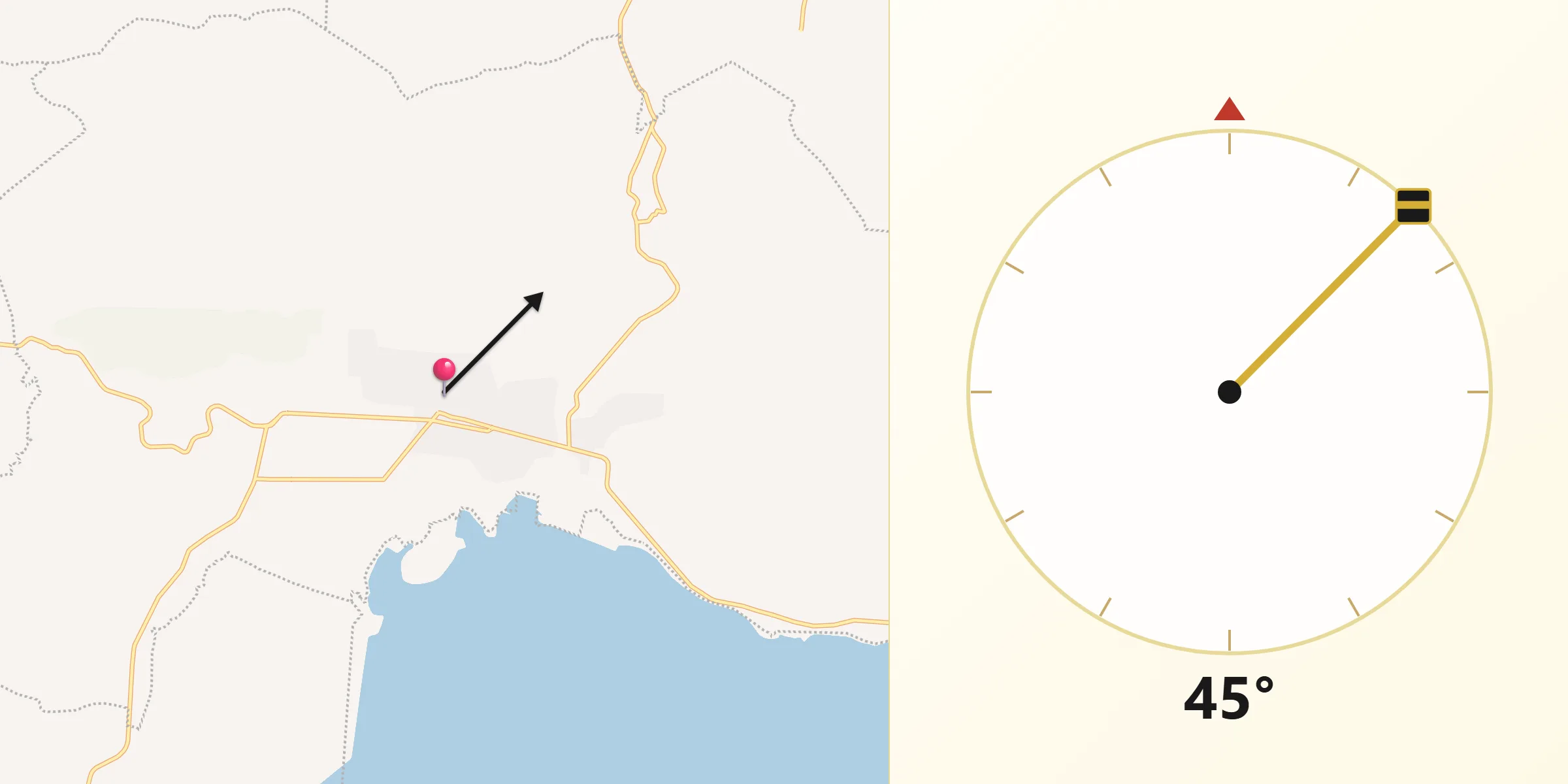 Dirección de la Qibla desde Huandacareo