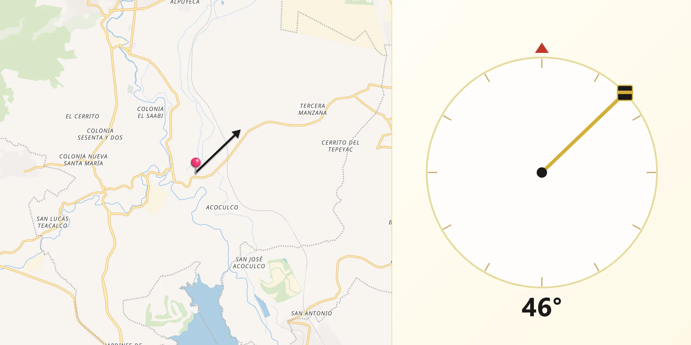 Dirección de la Qibla desde San Miguel Vindho