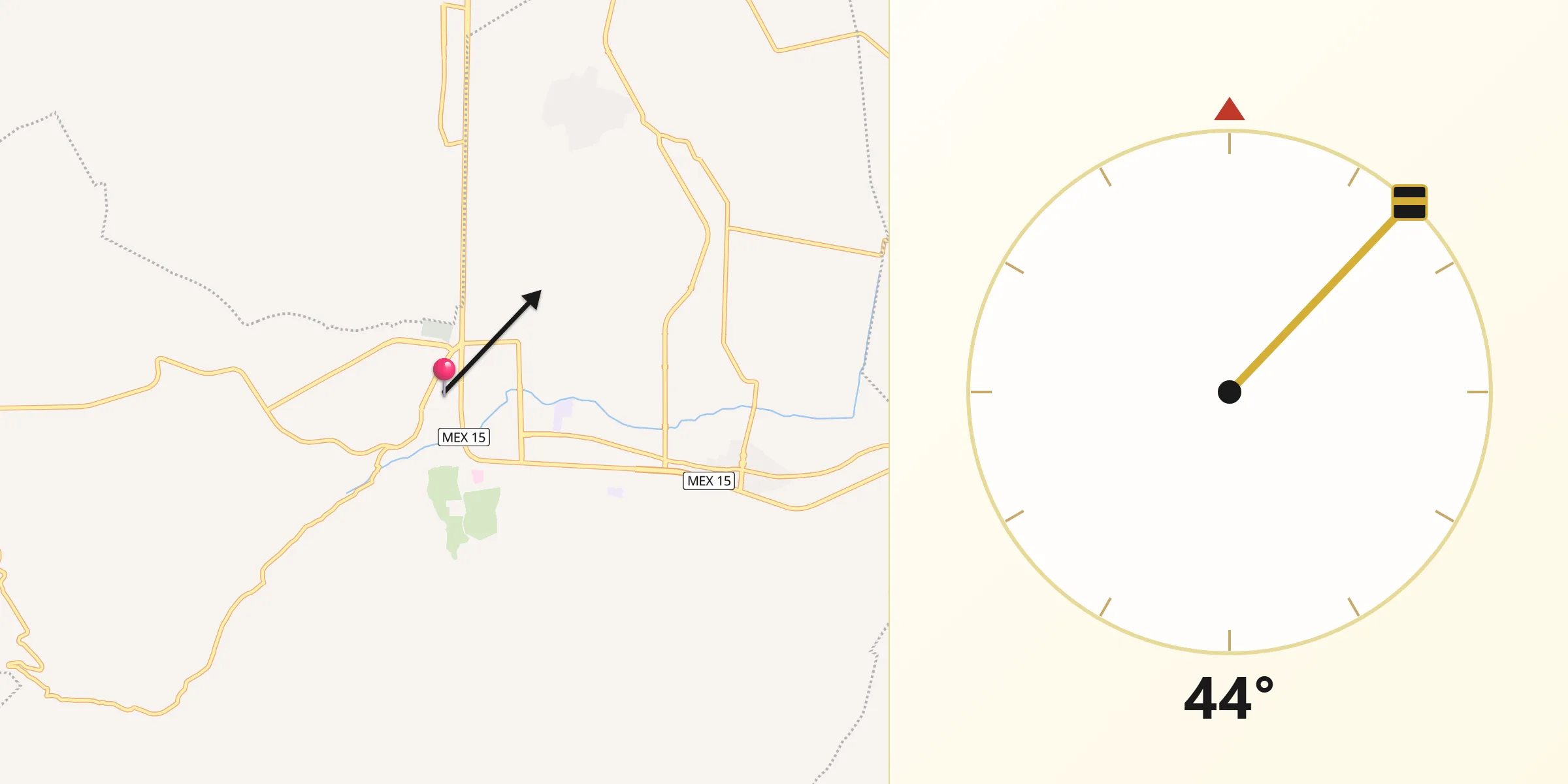 Dirección de la Qibla desde Jiquílpan de Juárez