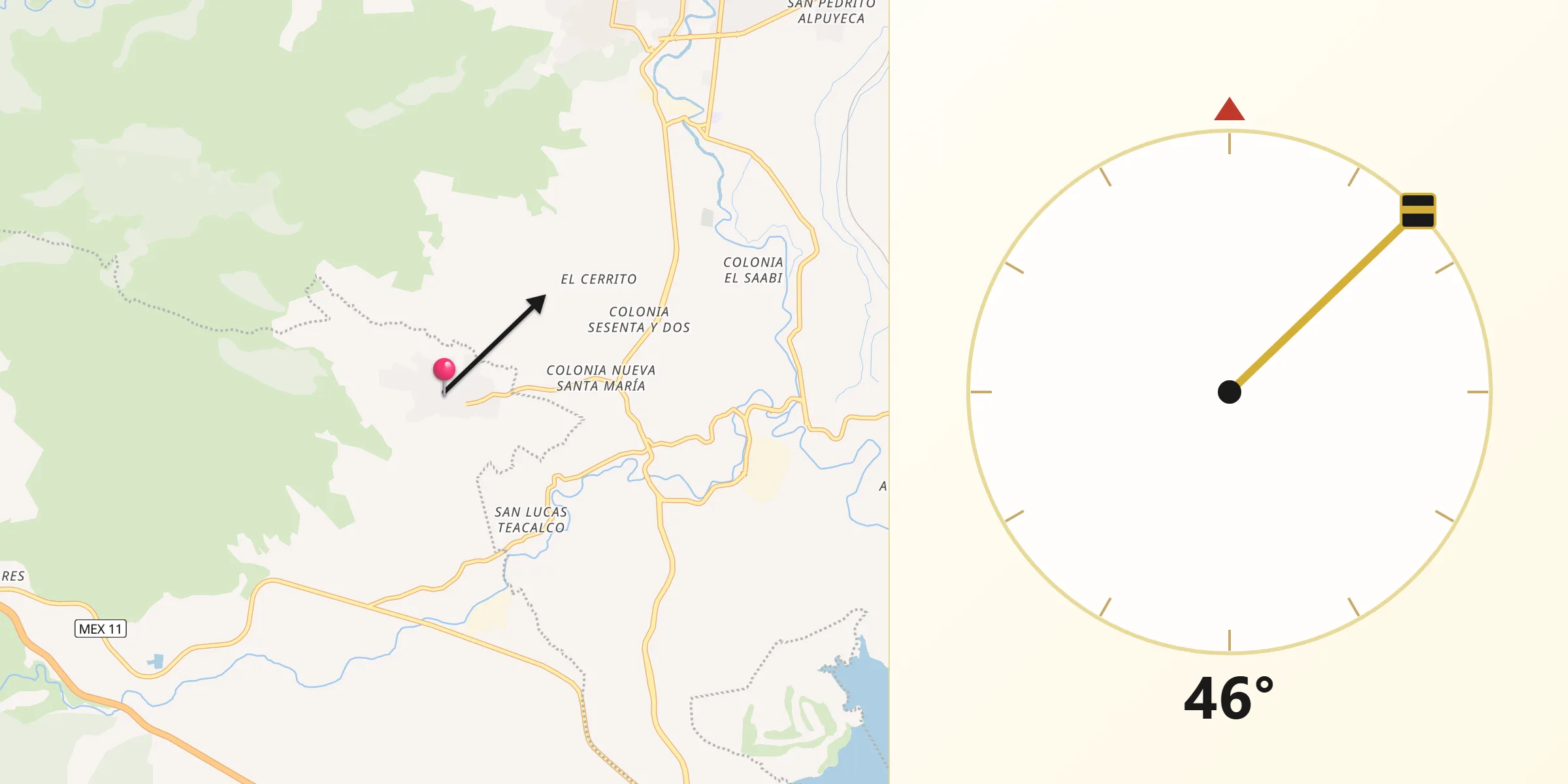 Dirección de la Qibla desde San Ildefonso