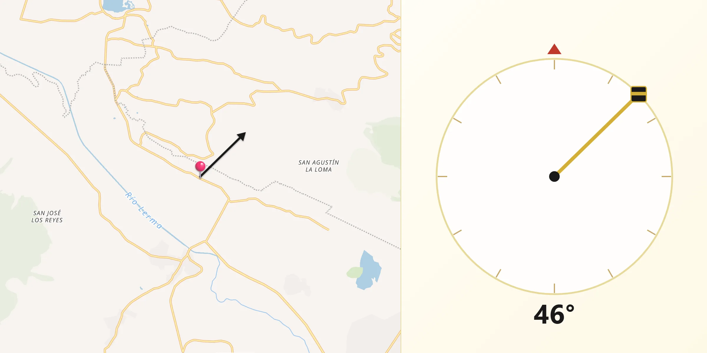 Dirección de la Qibla desde San Jose Solís