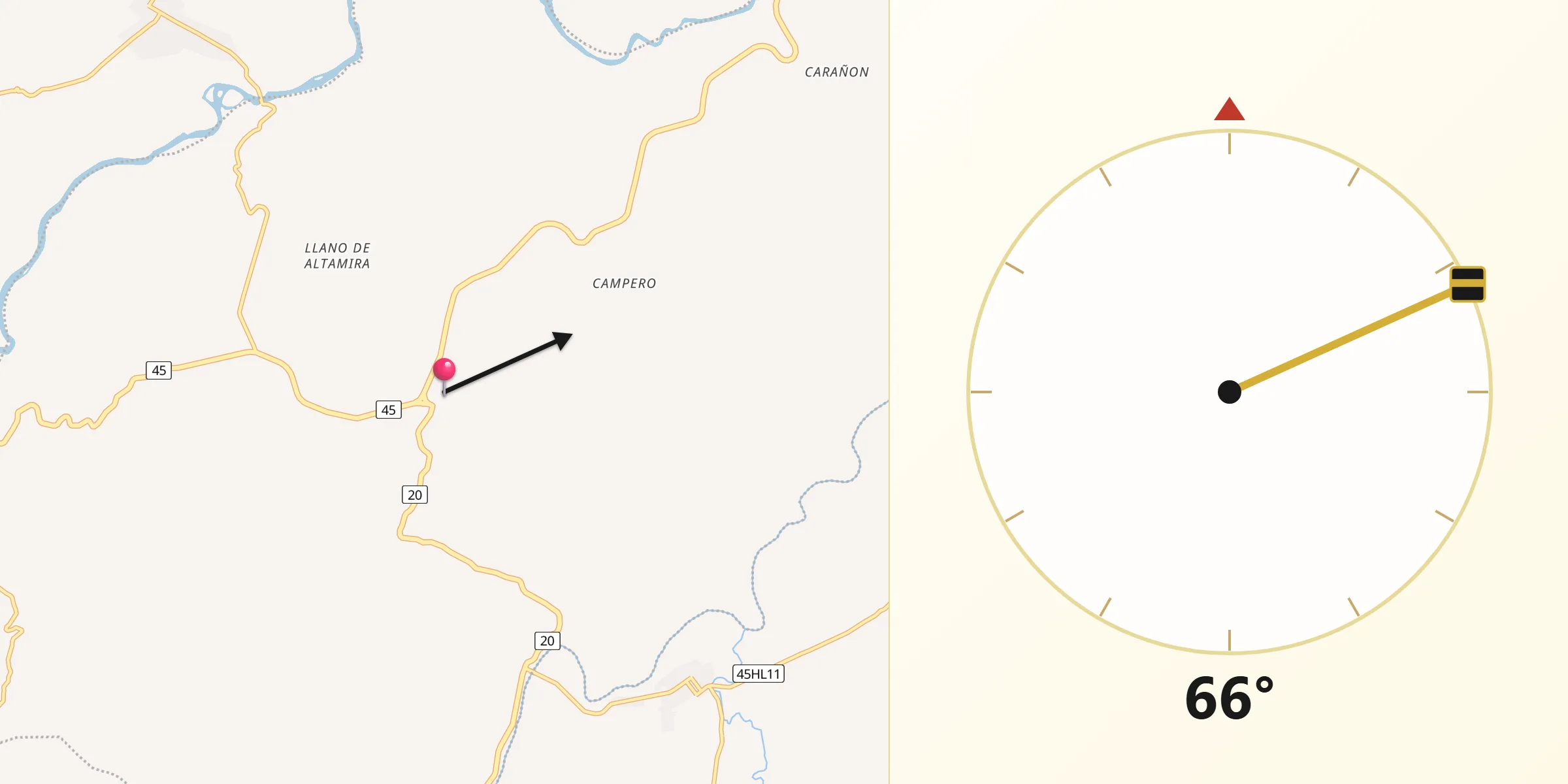 Dirección de la Qibla desde Altamira