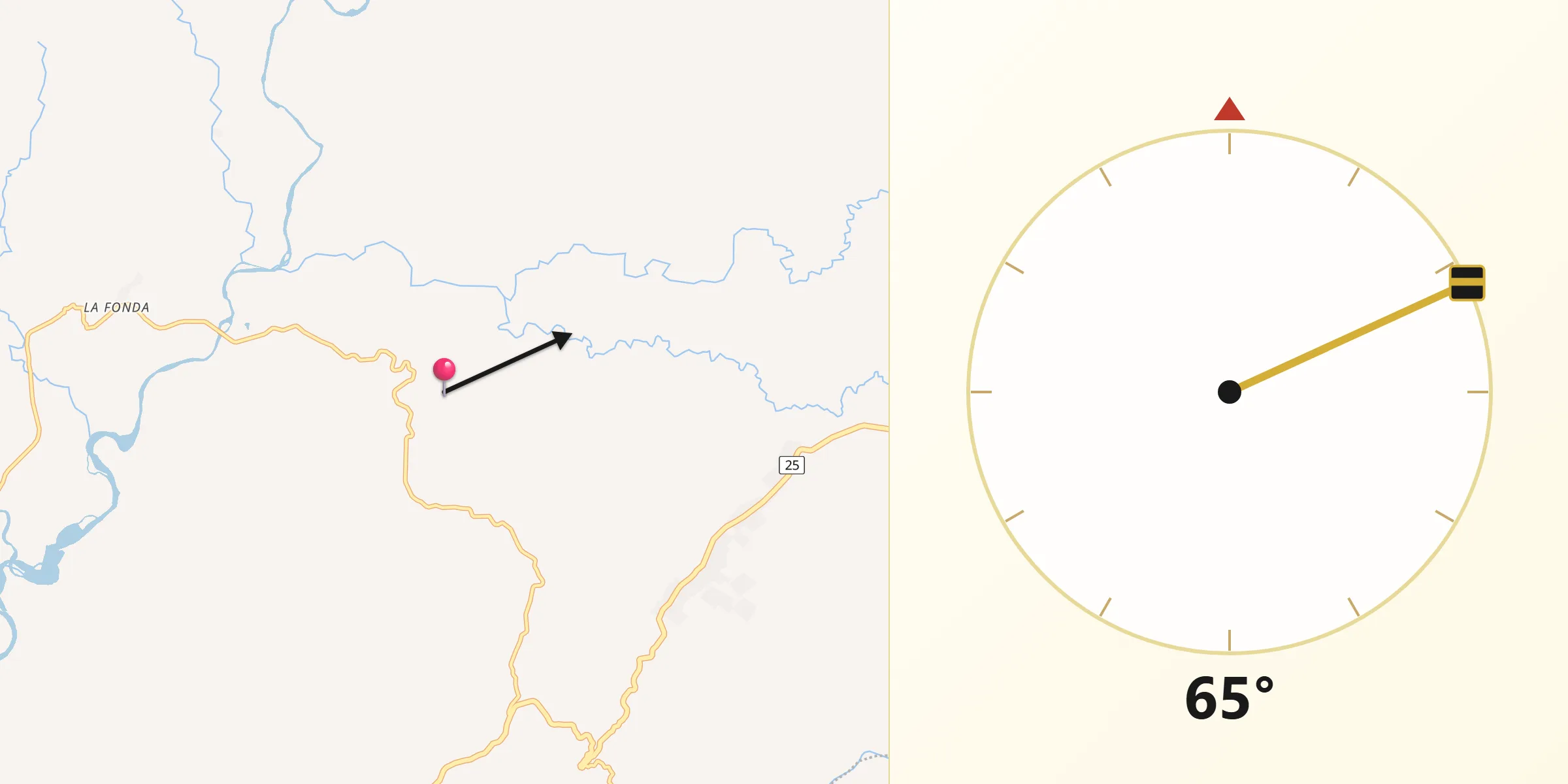 Dirección de la Qibla desde Patía