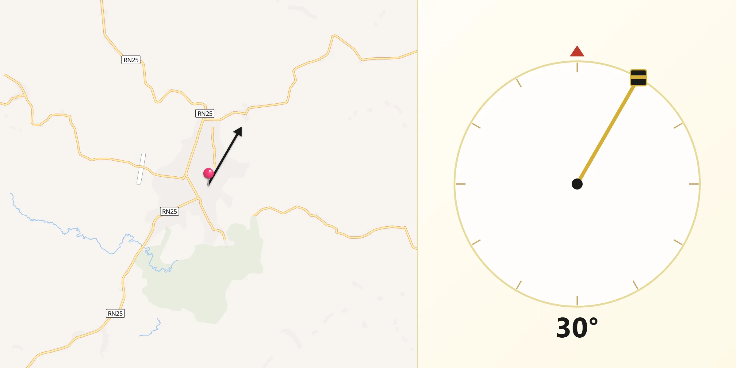 Direction vers la Qibla depuis Wamba