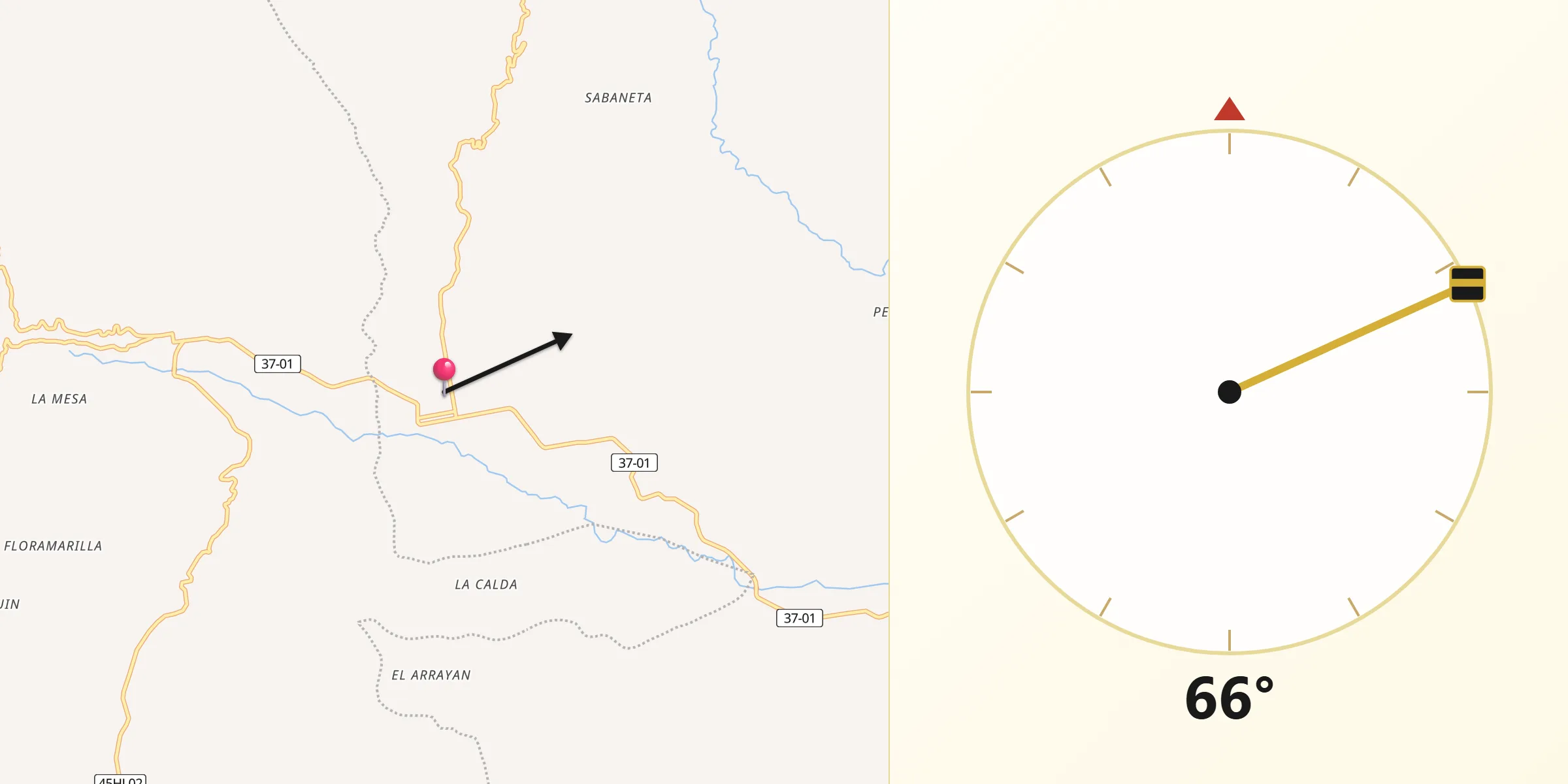 Dirección de la Qibla desde El Agrado
