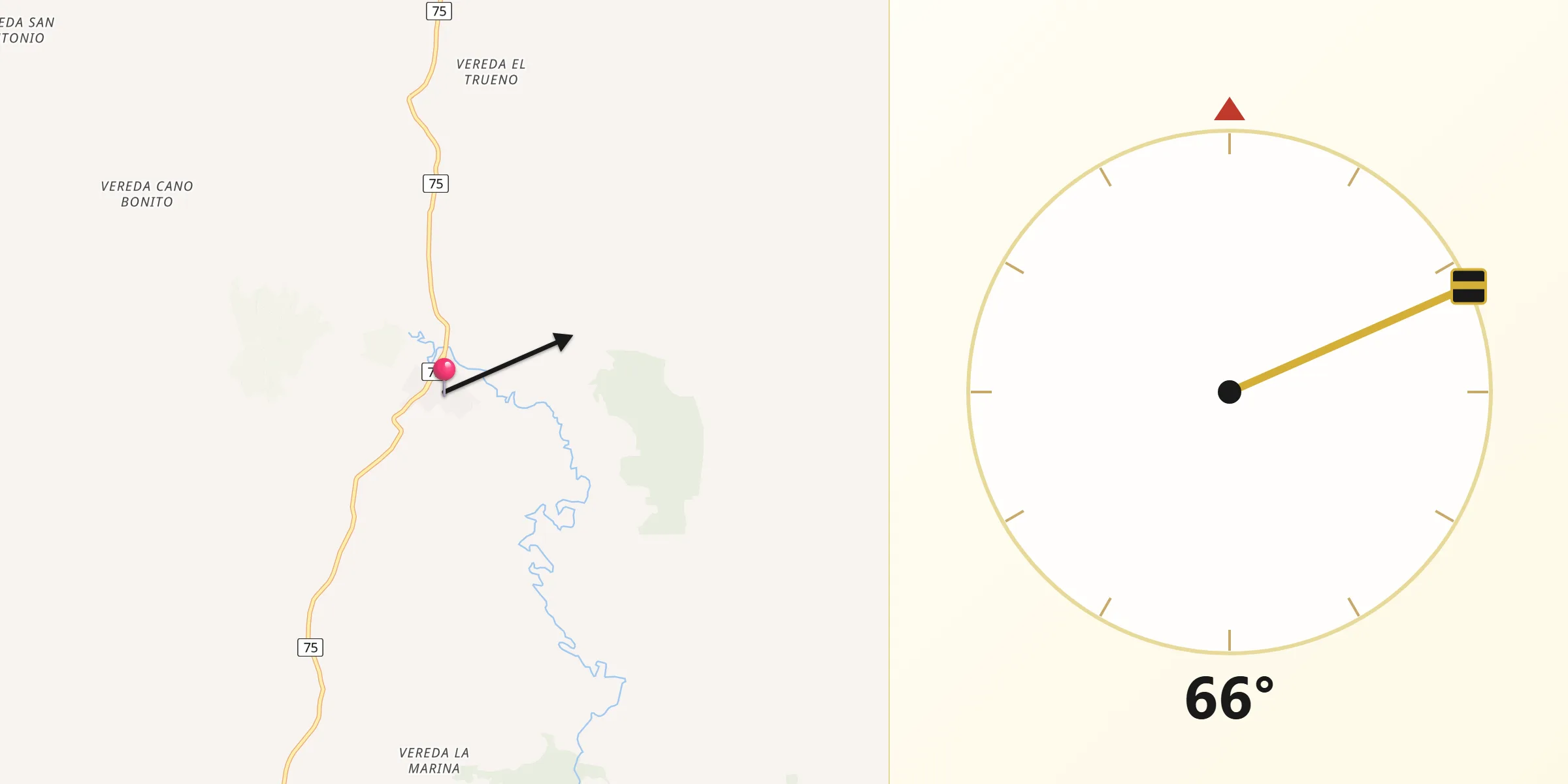 Dirección de la Qibla desde El Retorno