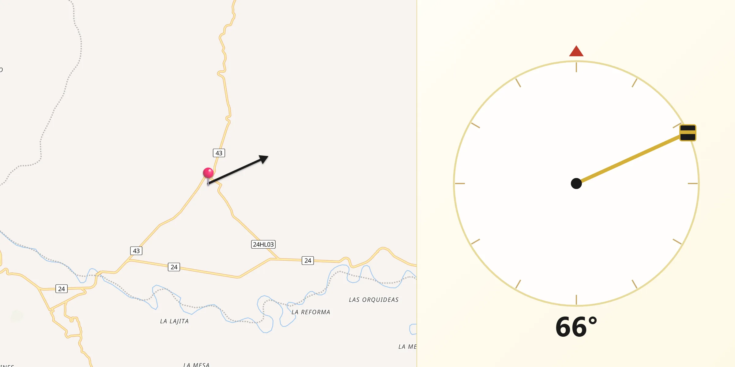Dirección de la Qibla desde Tesalia