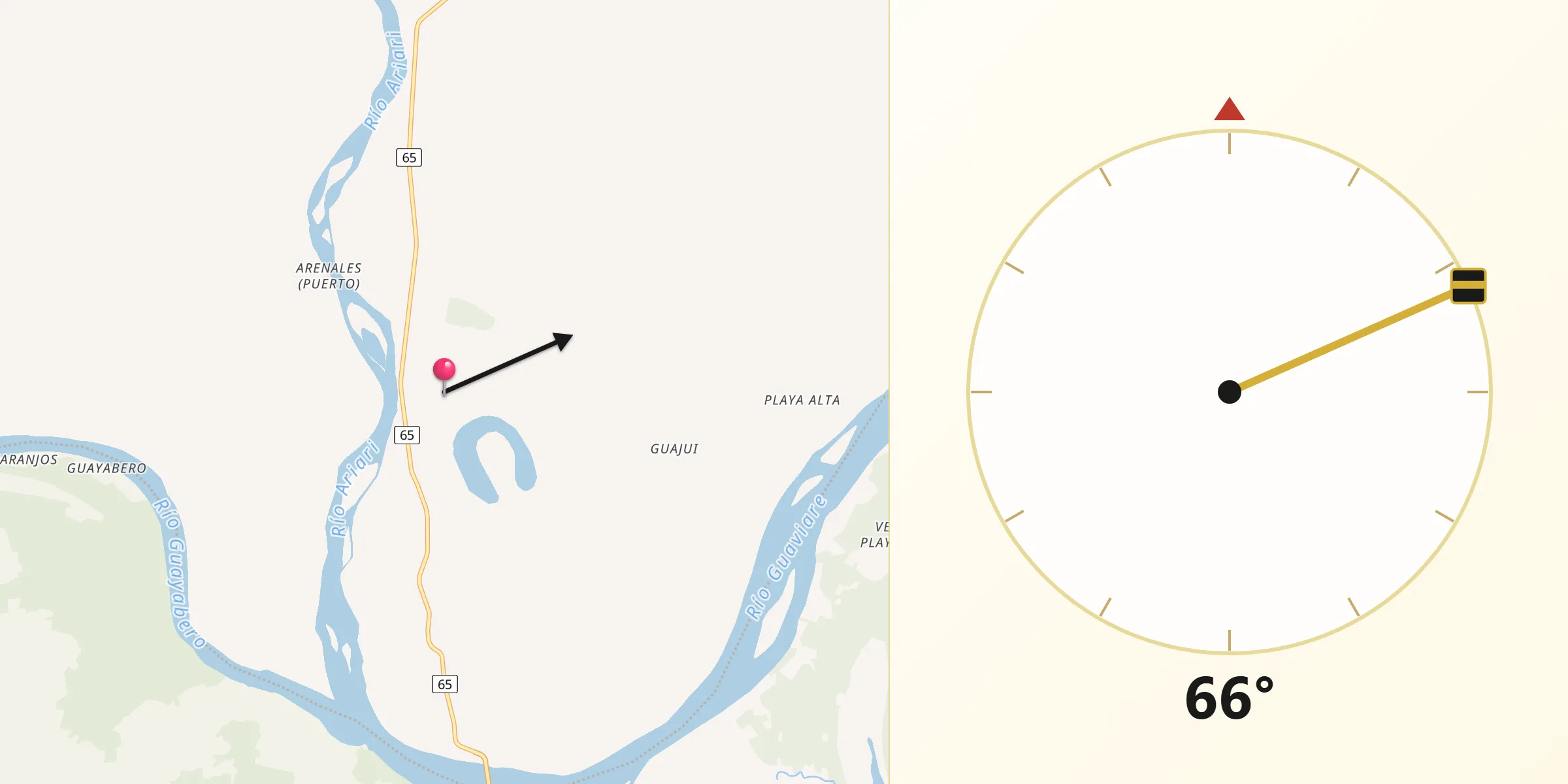 Dirección de la Qibla desde Puerto Concordia