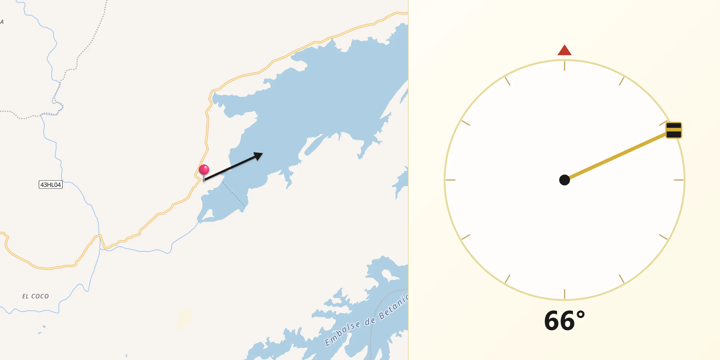 Dirección de la Qibla desde Yaguará