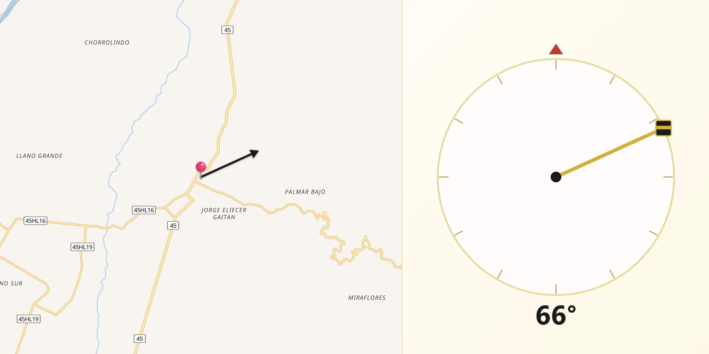 Dirección de la Qibla desde Campoalegre