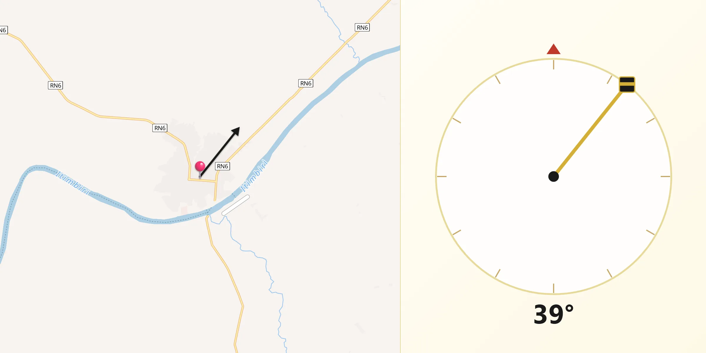 Direction vers la Qibla depuis Aketi
