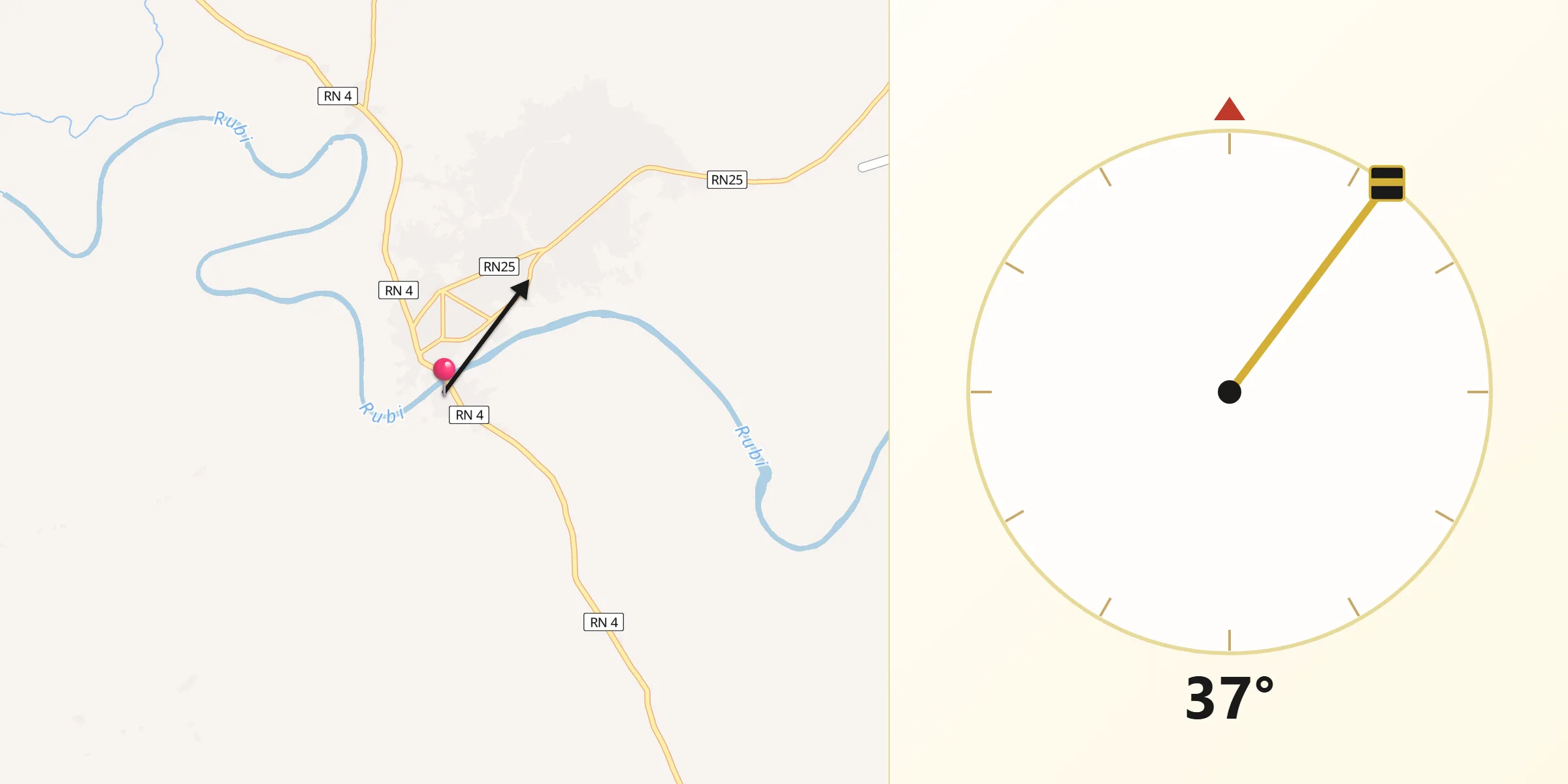Direction vers la Qibla depuis Buta