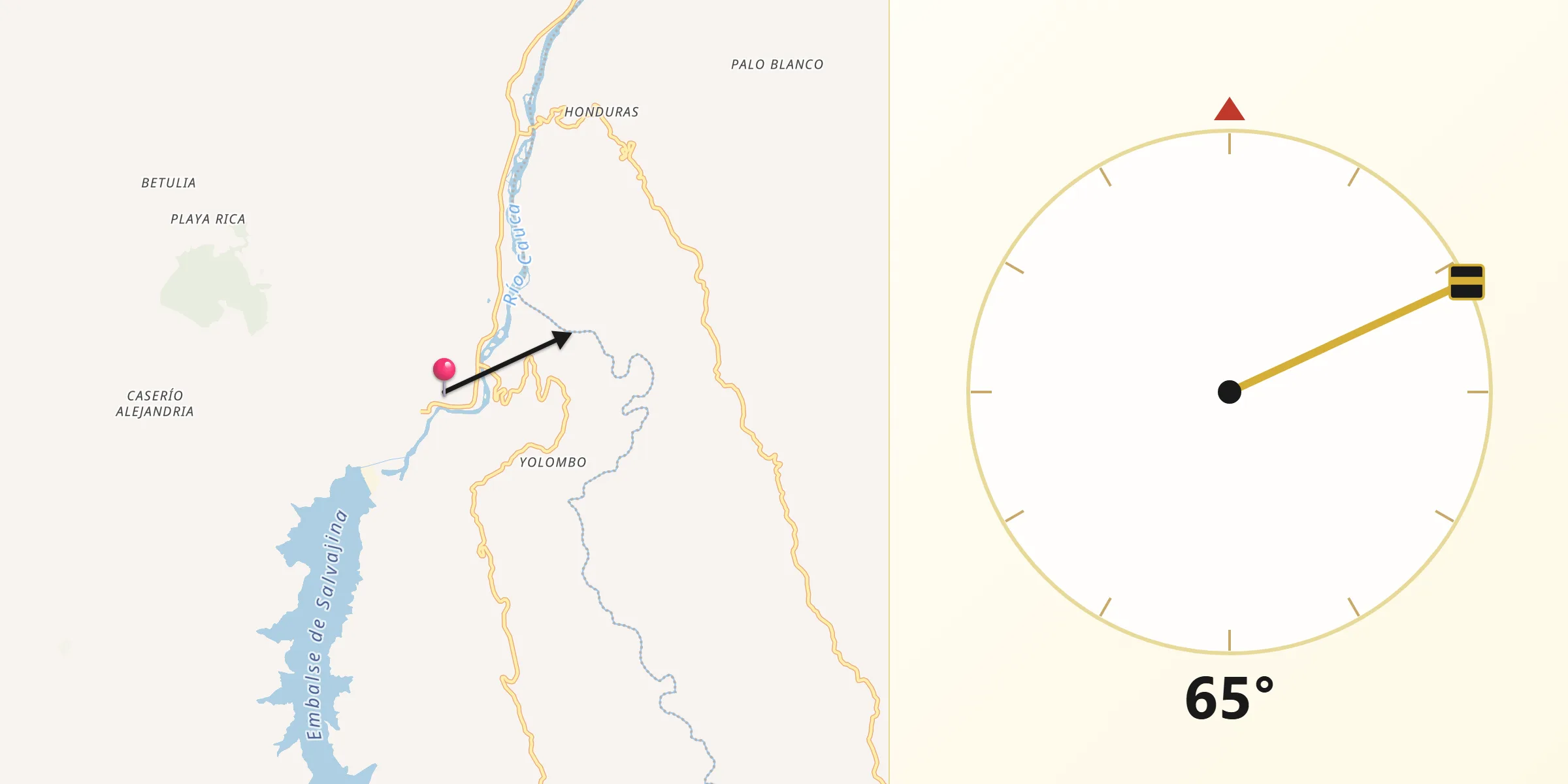 Dirección de la Qibla desde Suárez