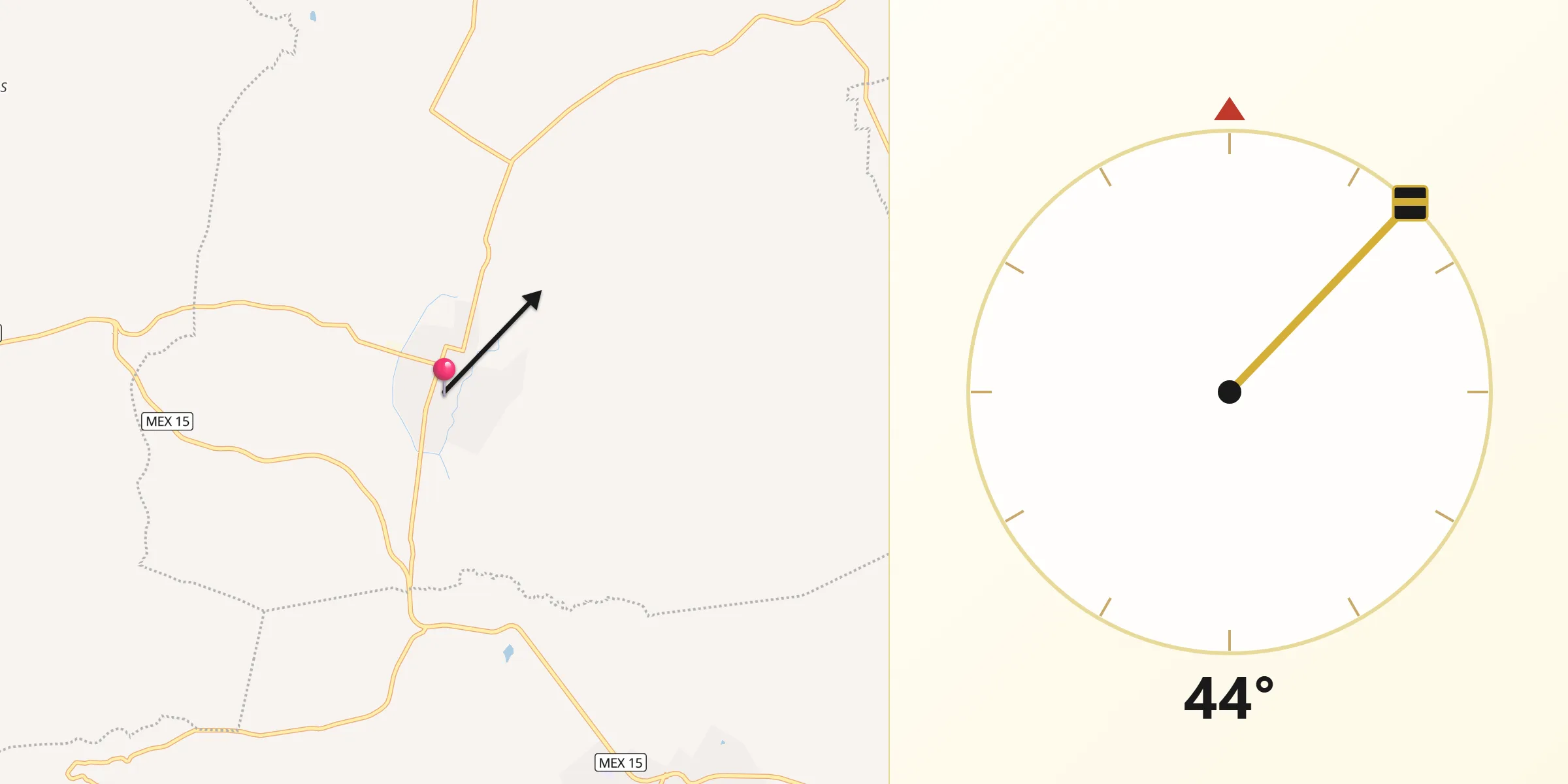 Dirección de la Qibla desde Chavinda