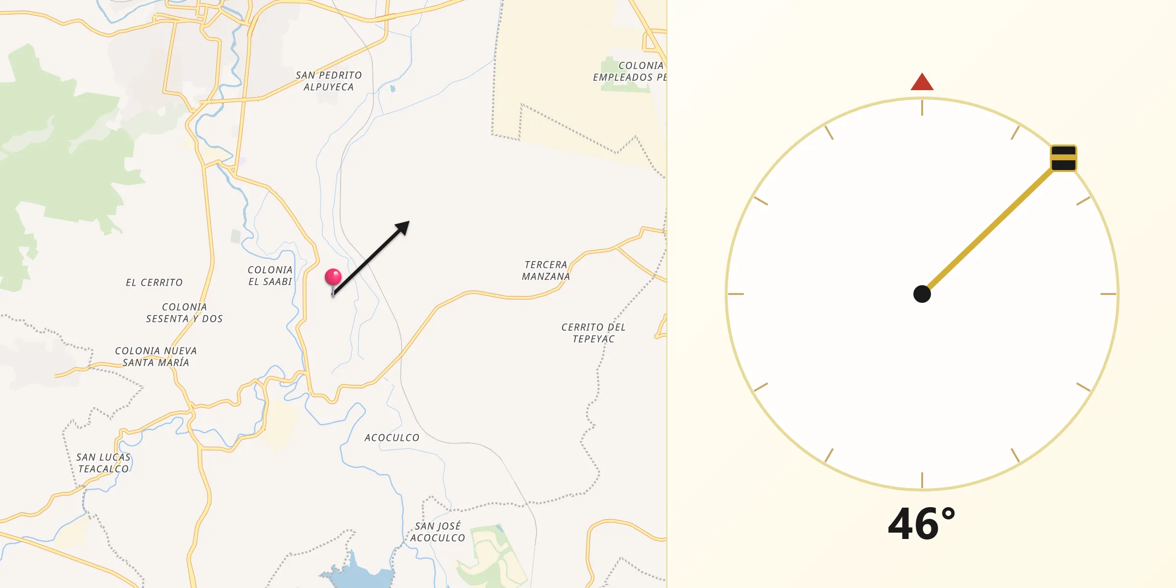 Dirección de la Qibla desde La Amistad