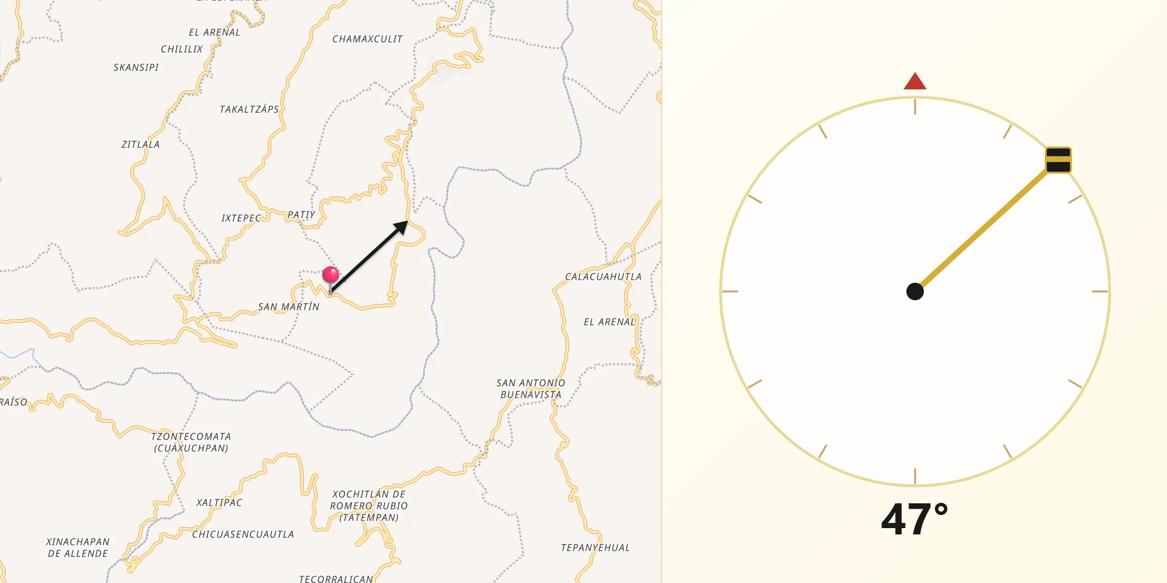 Dirección de la Qibla desde Ignacio Allende (Concepción)