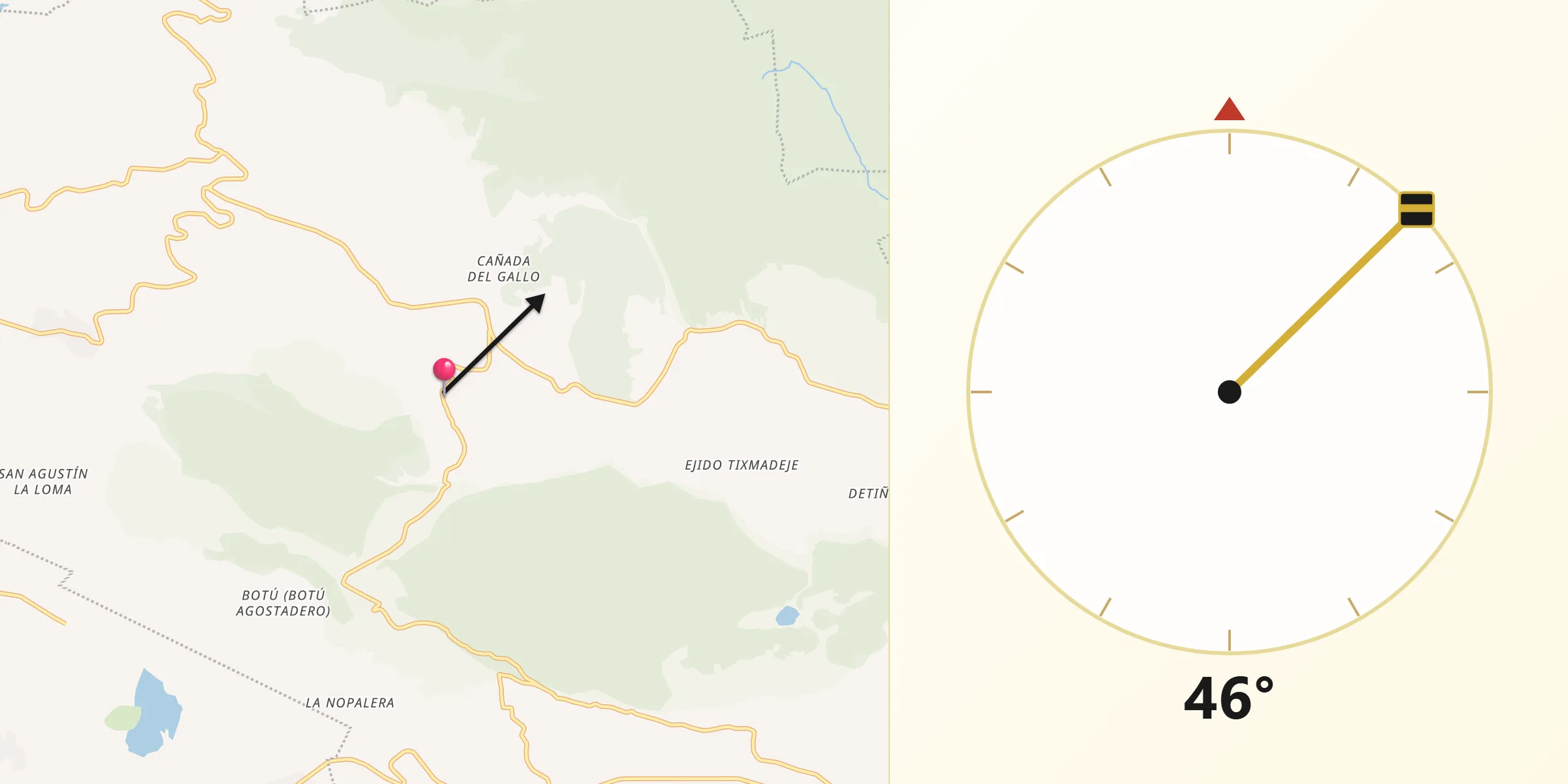 Dirección de la Qibla desde Conejeras