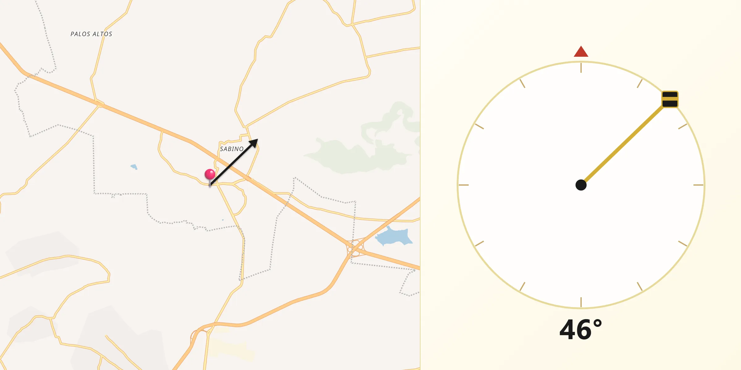 Dirección de la Qibla desde Soyaniquilpan
