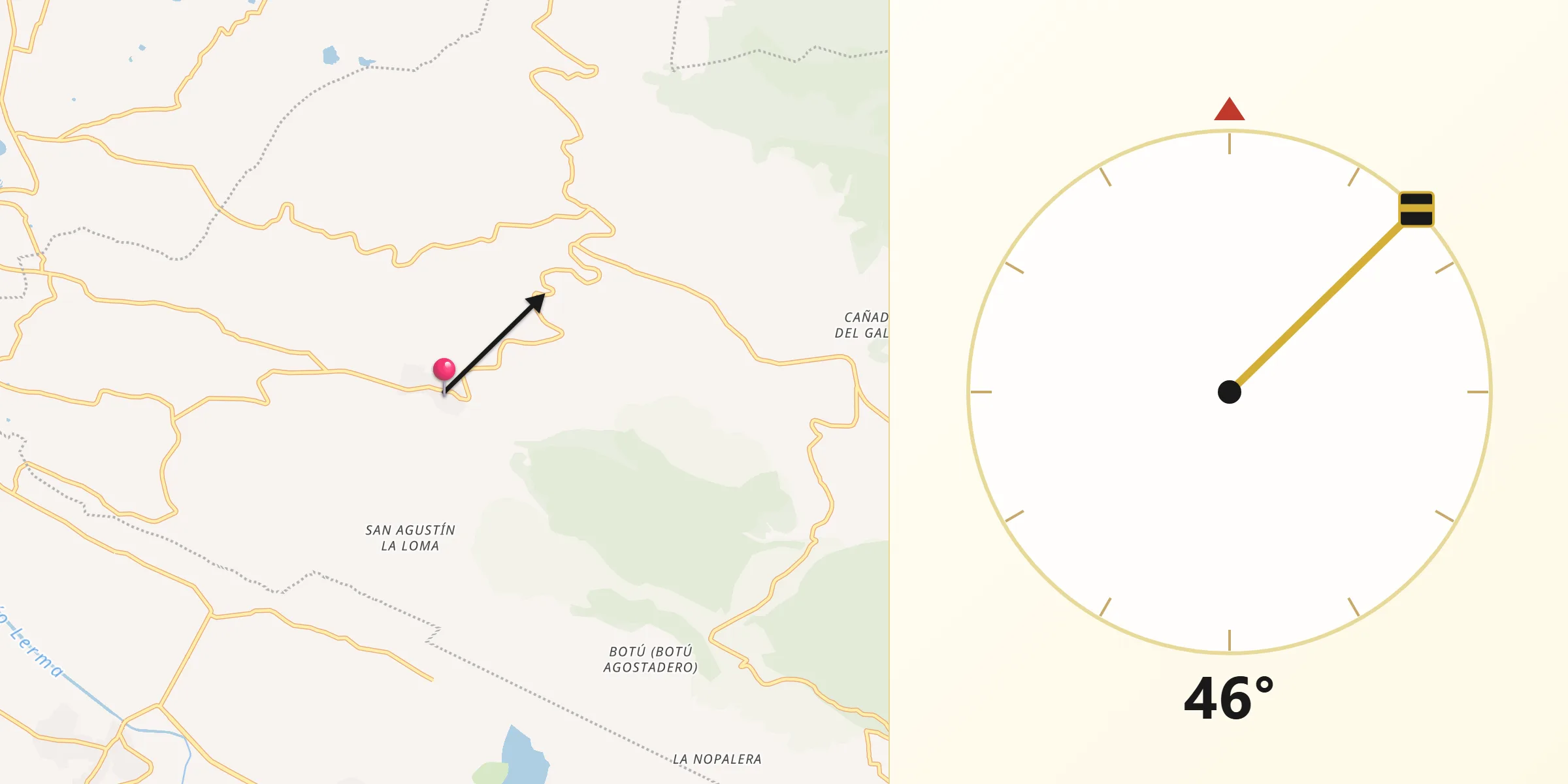 Dirección de la Qibla desde La Loma