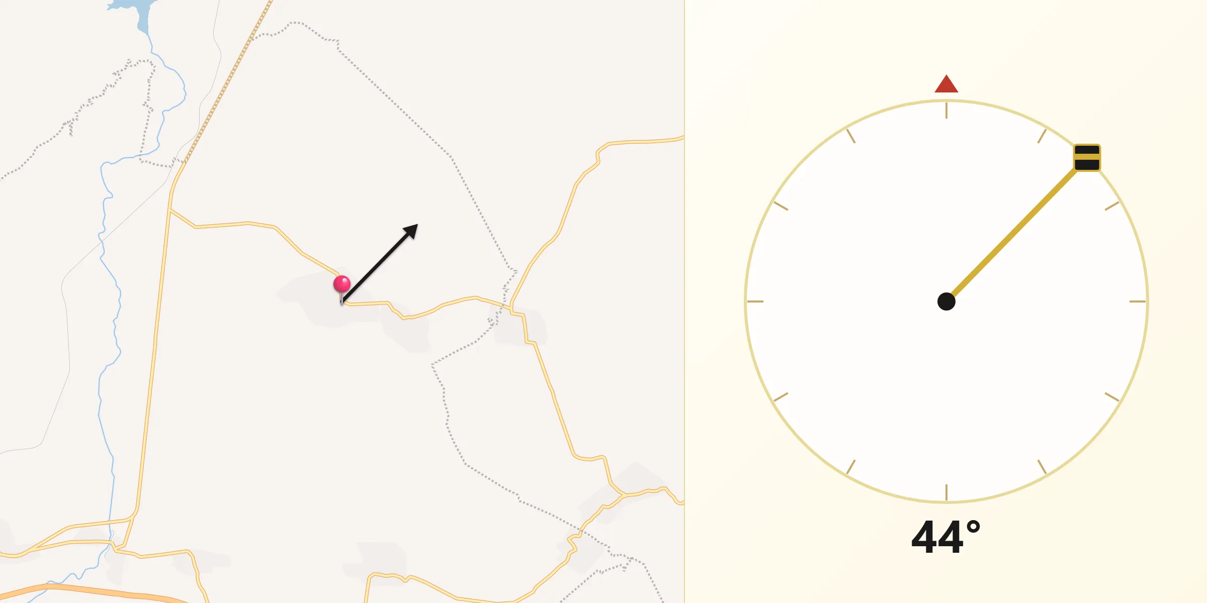 Dirección de la Qibla desde Curimeo
