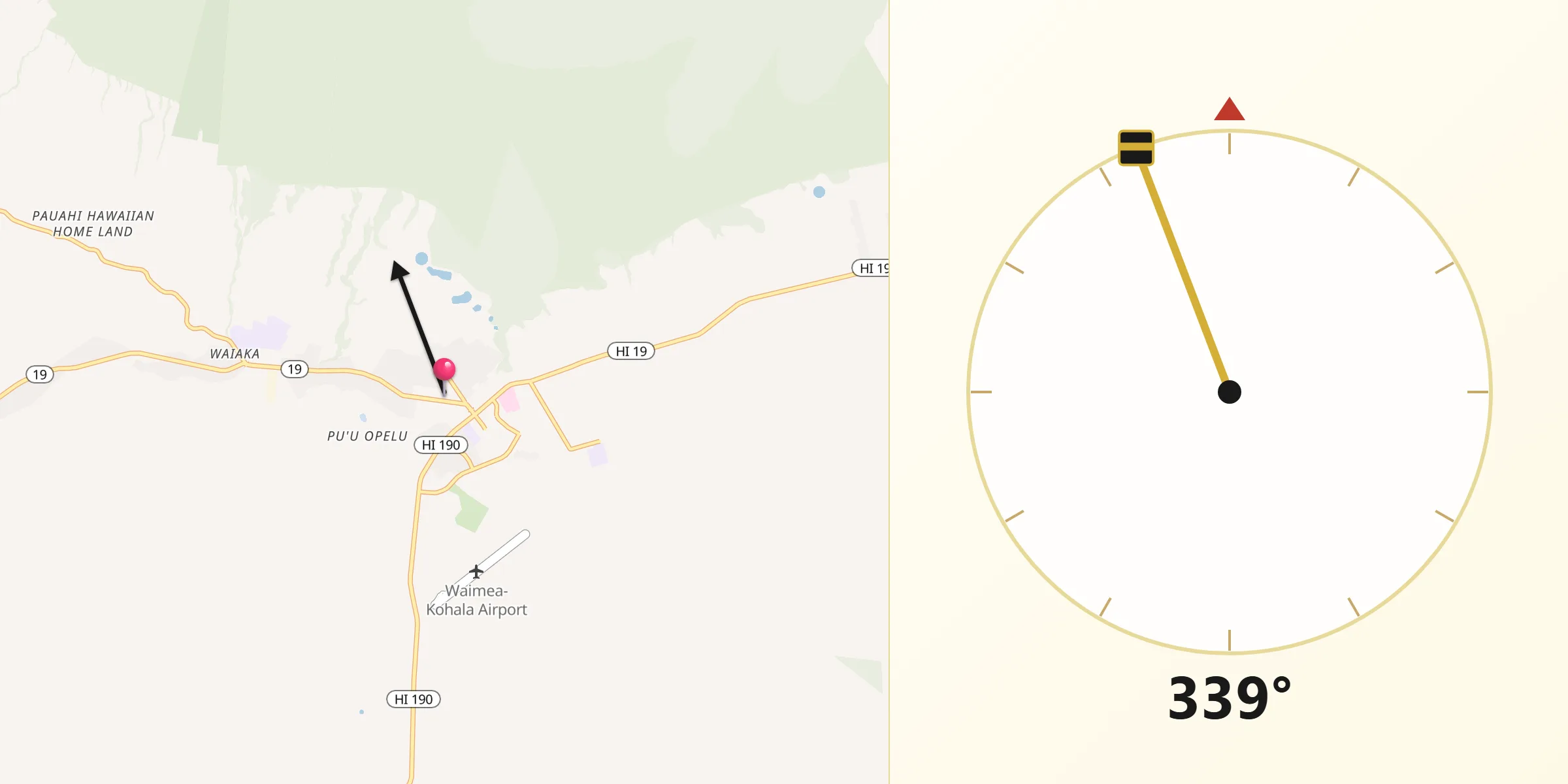 Qibla Direction from Waimea