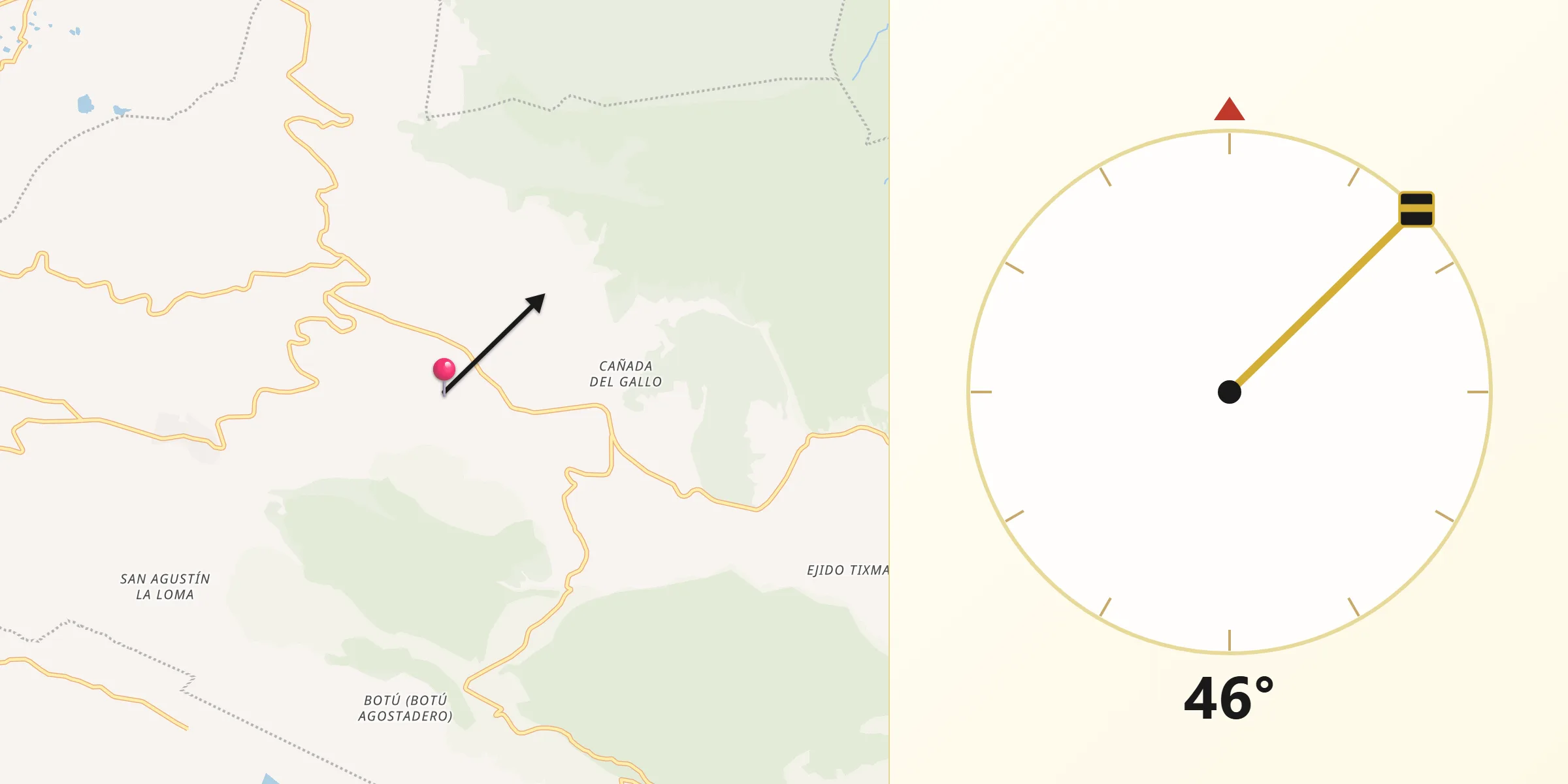 Dirección de la Qibla desde Puentecillas