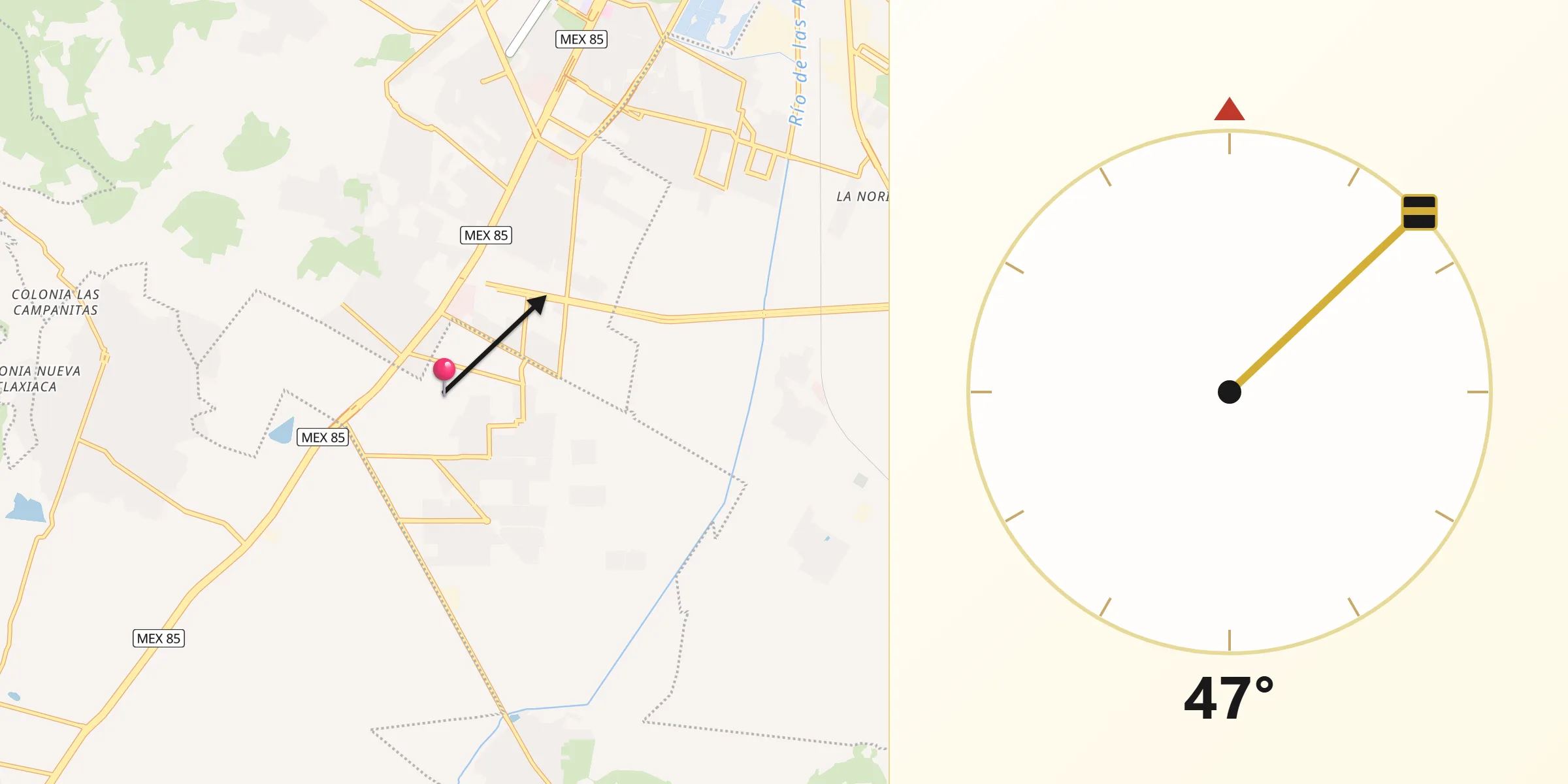 Dirección de la Qibla desde Lindavista