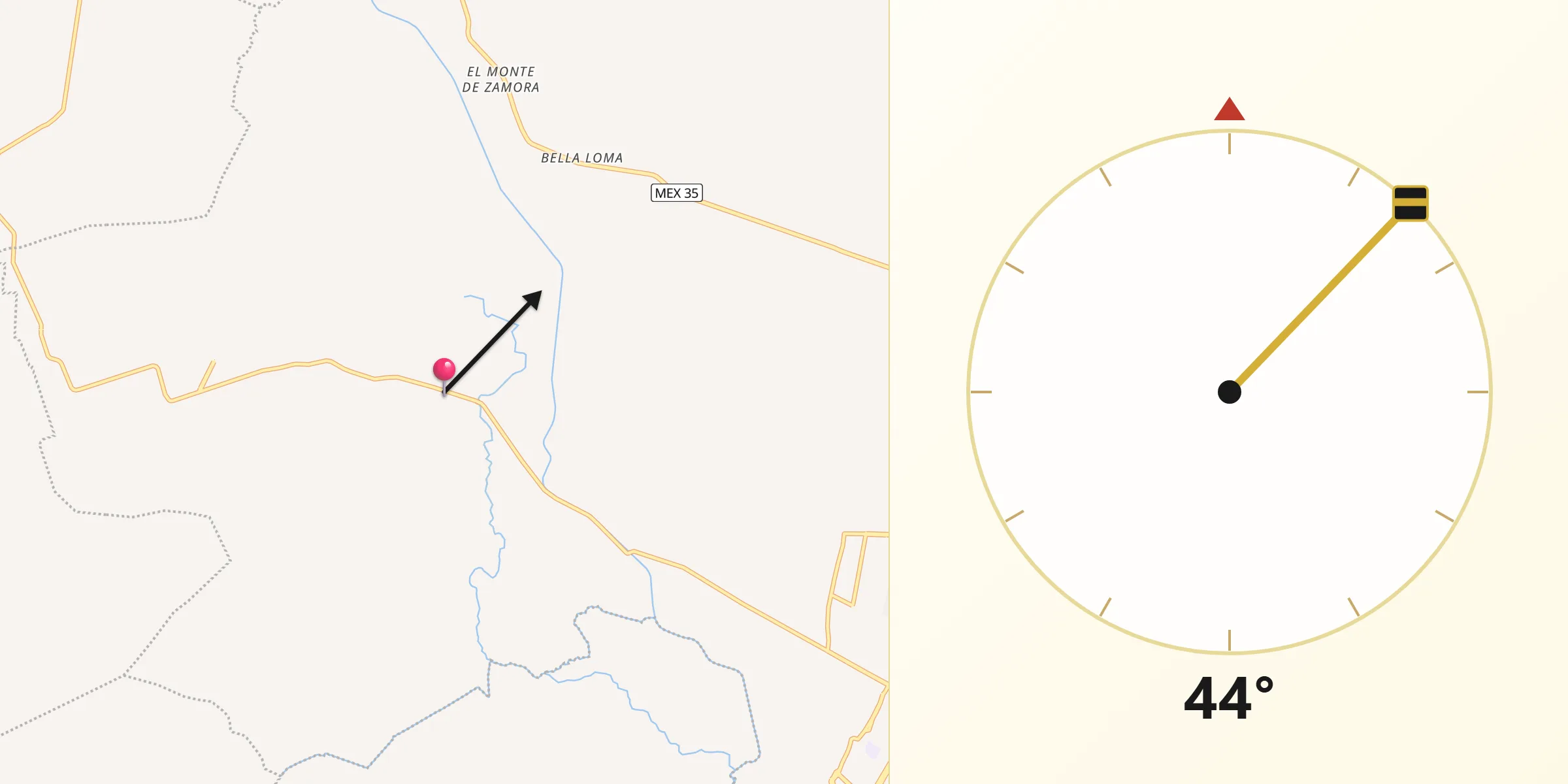 Dirección de la Qibla desde Ario de Rayón