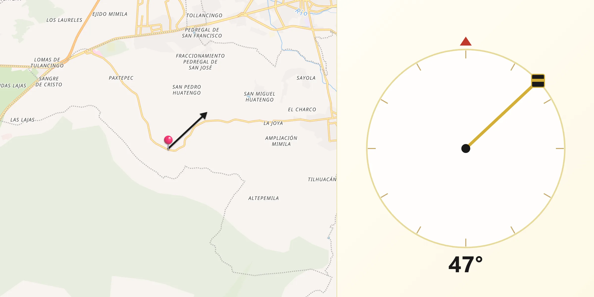 Dirección de la Qibla desde Los Romeros