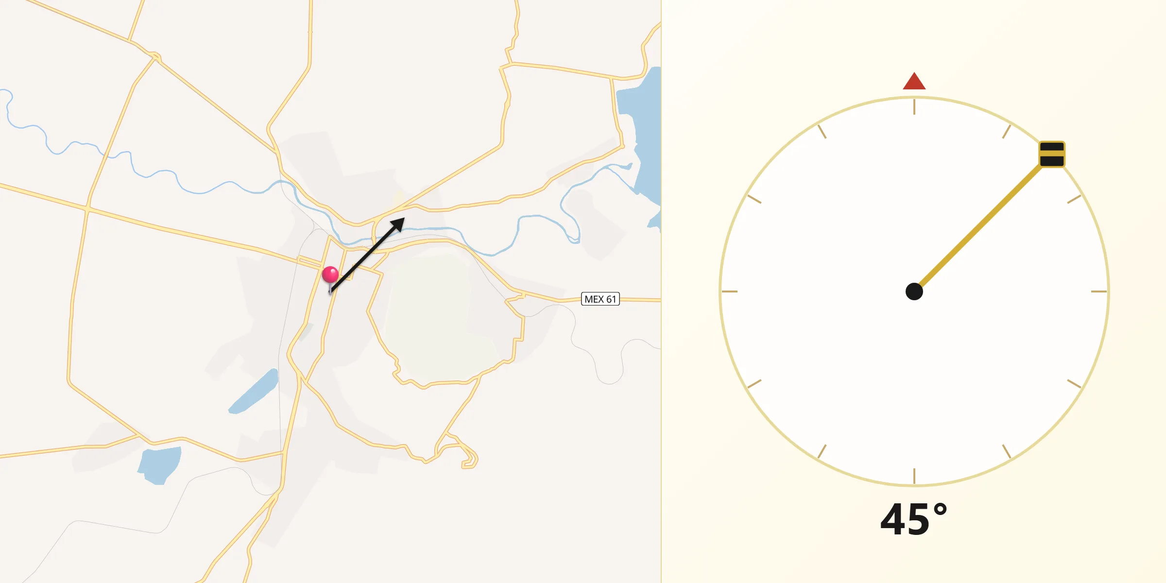 Dirección de la Qibla desde Acámbaro