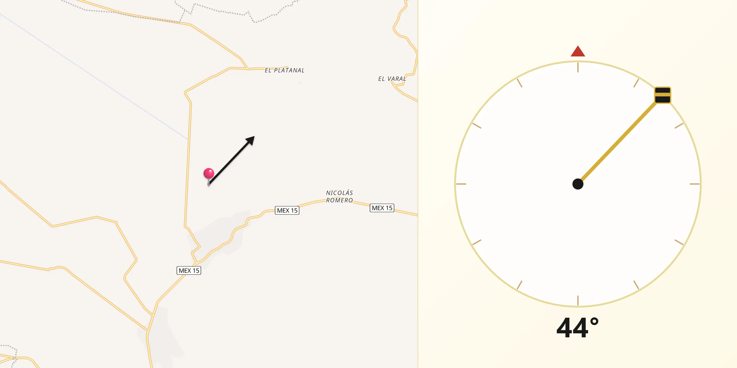 Dirección de la Qibla desde Tizapán el Alto
