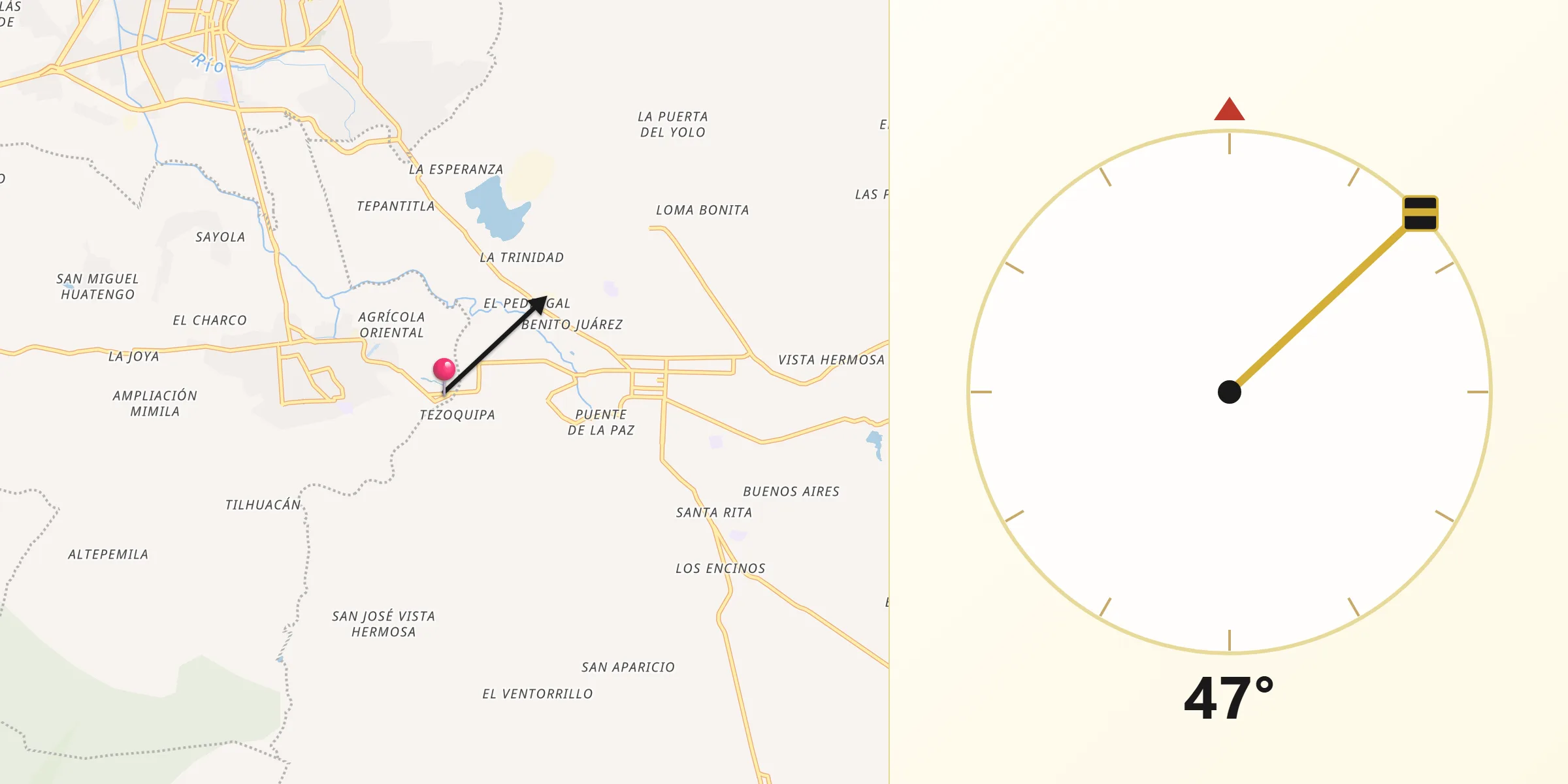 Dirección de la Qibla desde Ventoquipa