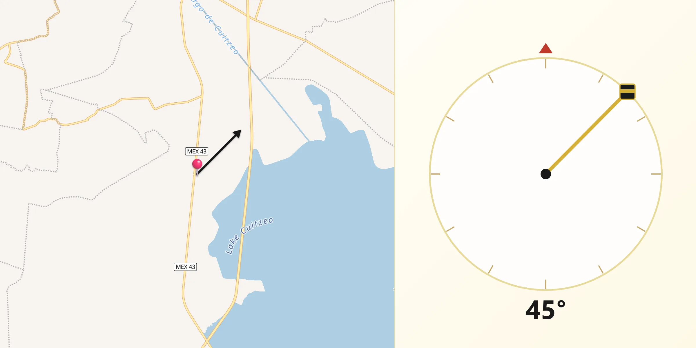 Dirección de la Qibla desde Cuamio