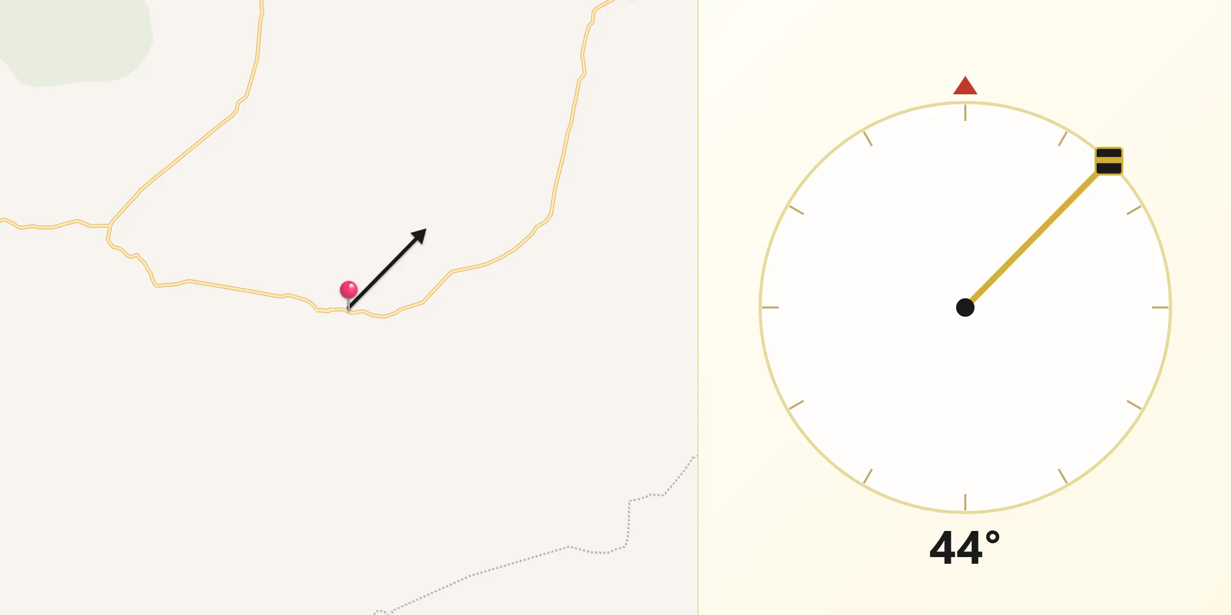 Dirección de la Qibla desde Galeana