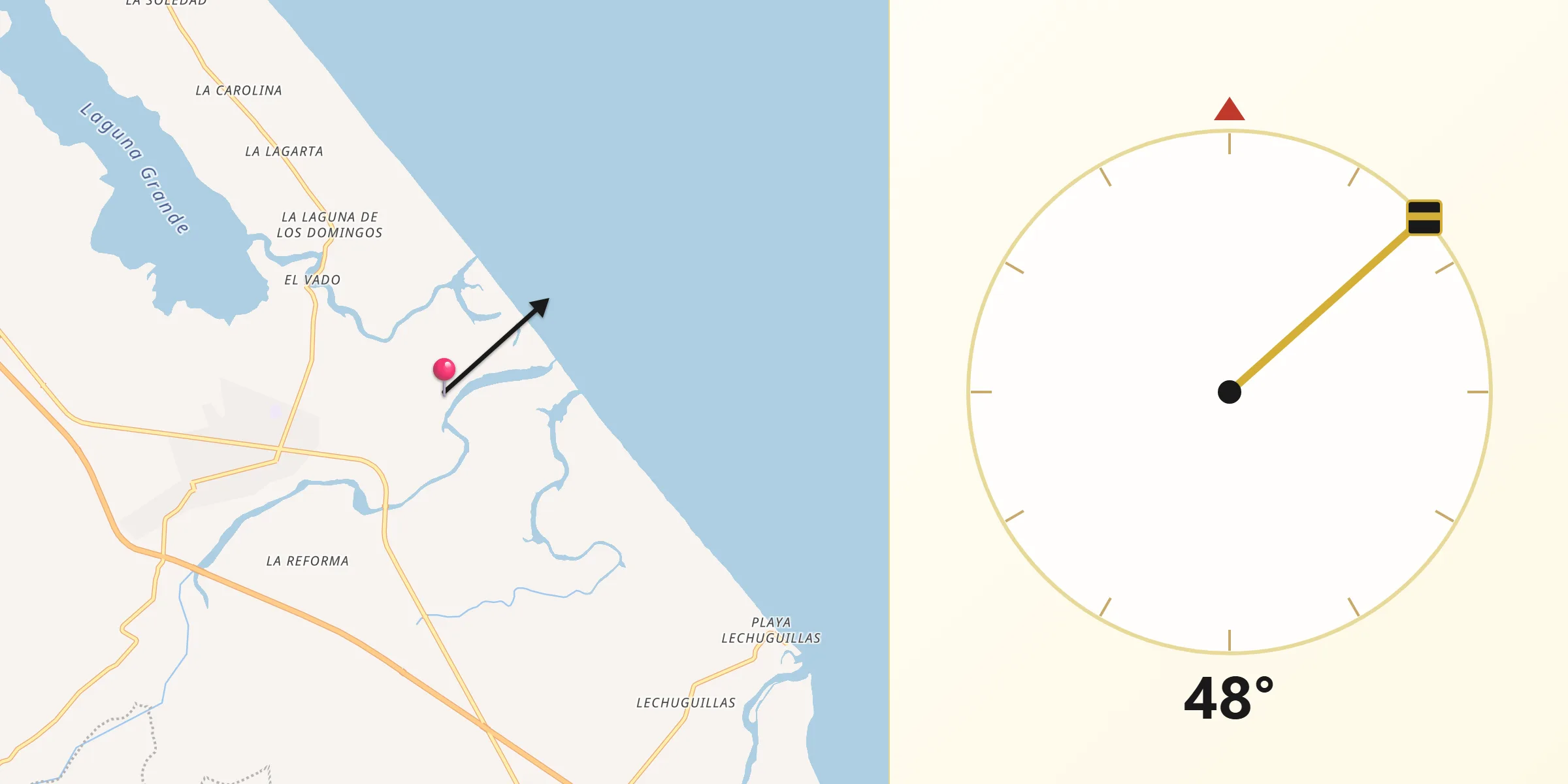 Dirección de la Qibla desde Las Higueras