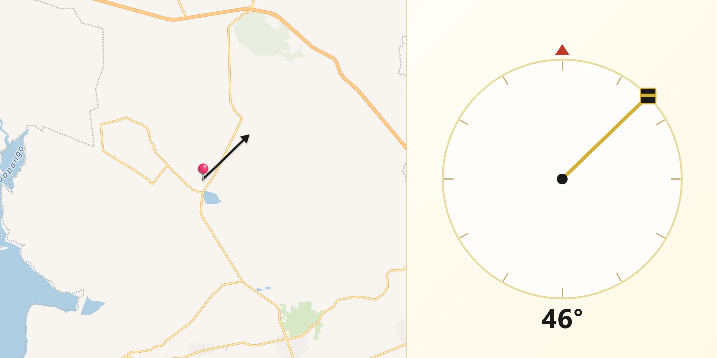 Dirección de la Qibla desde San Vicente (Calpulalpan Tercera Manzana)