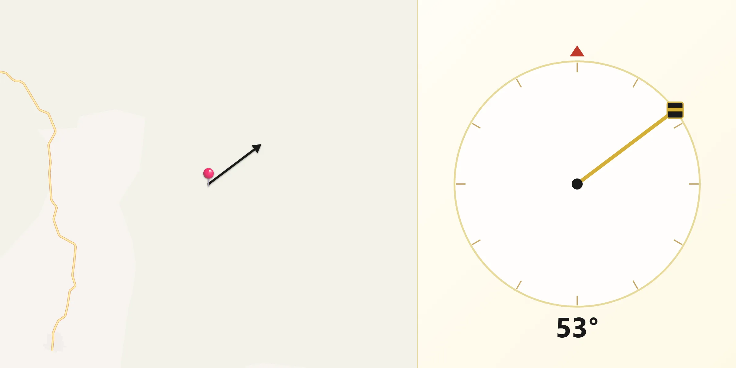 Dirección de la Qibla desde Tekax