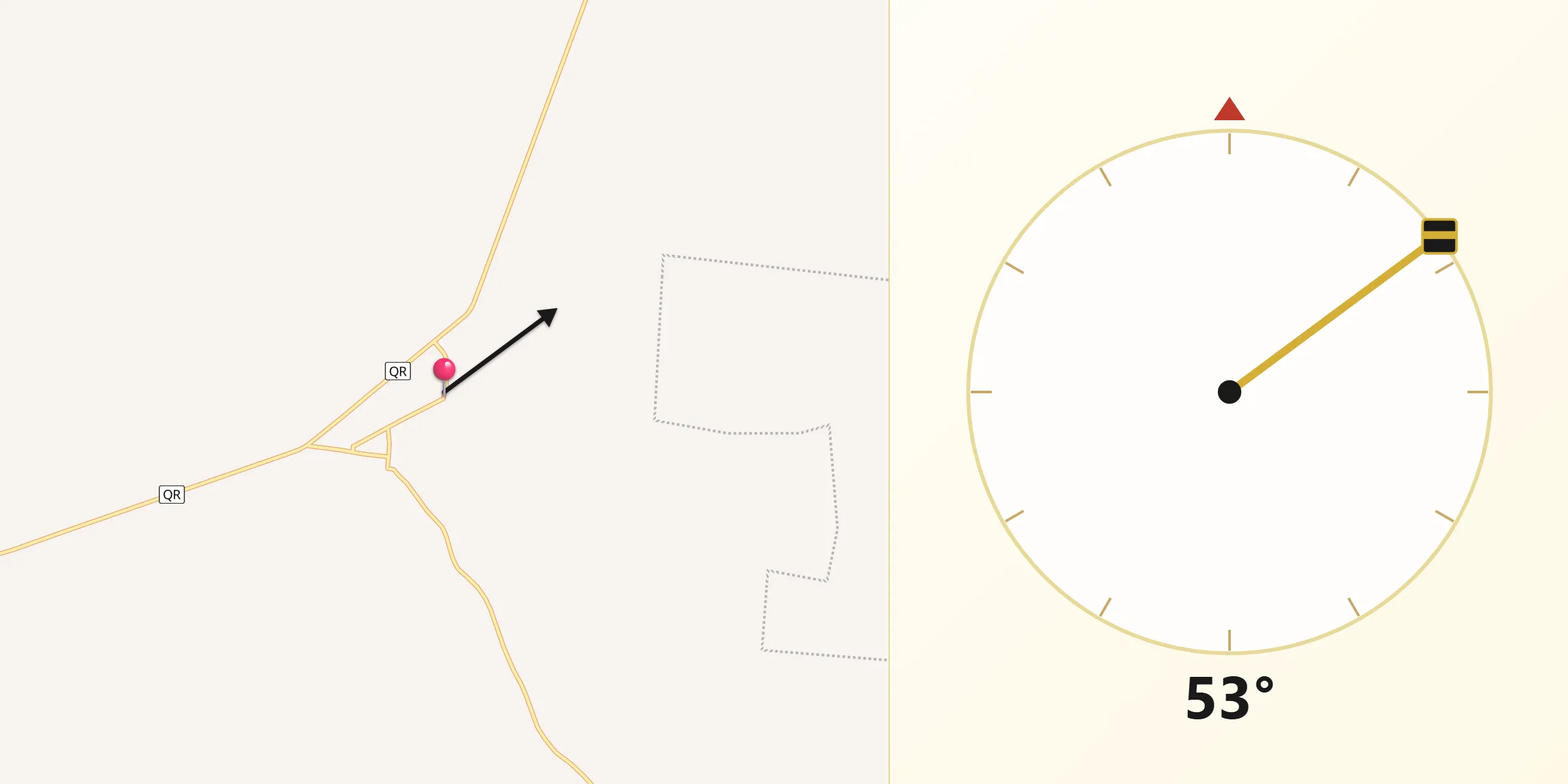 Dirección de la Qibla desde Huay Max