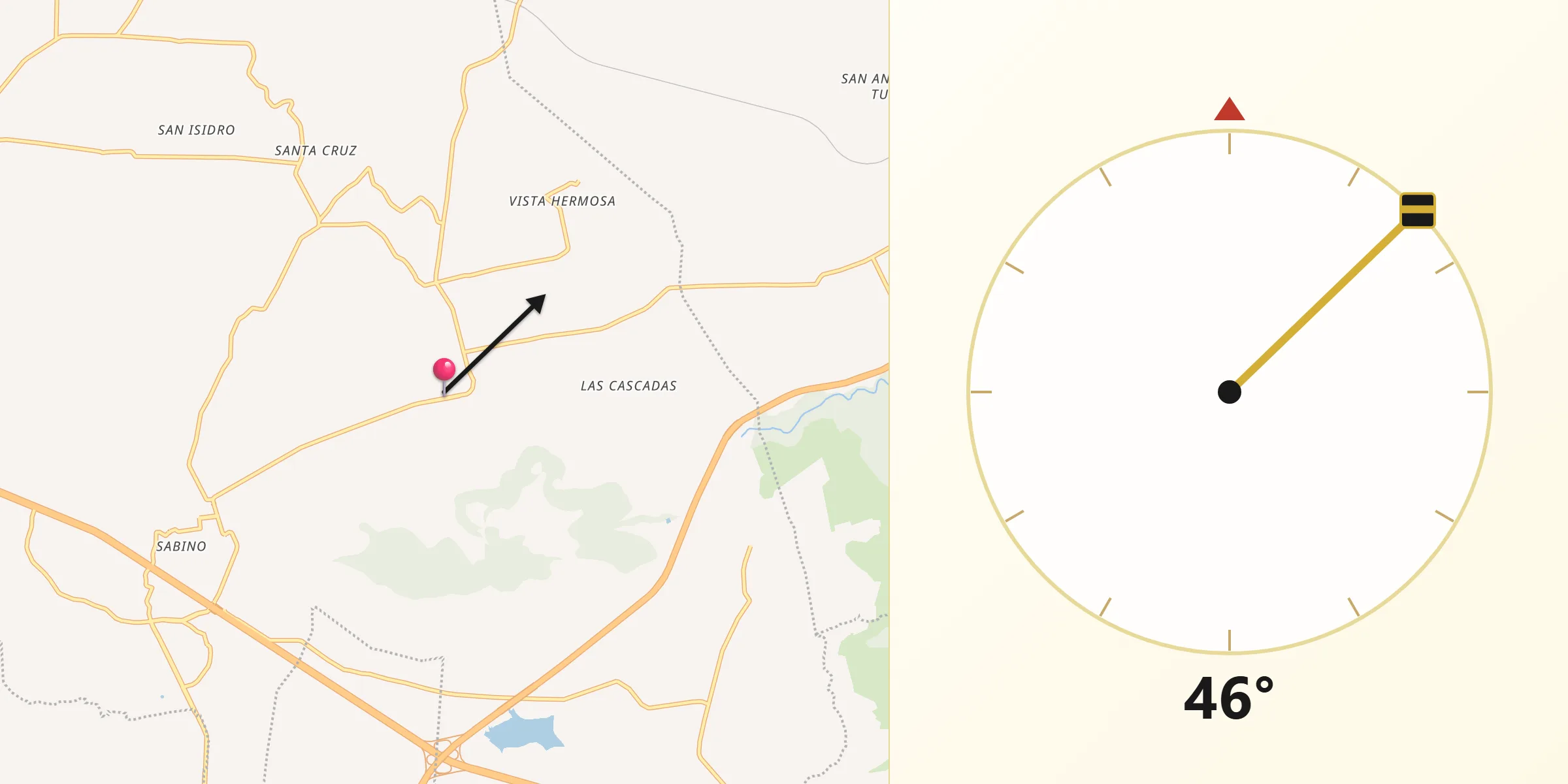 Dirección de la Qibla desde San Agustín Buenavista